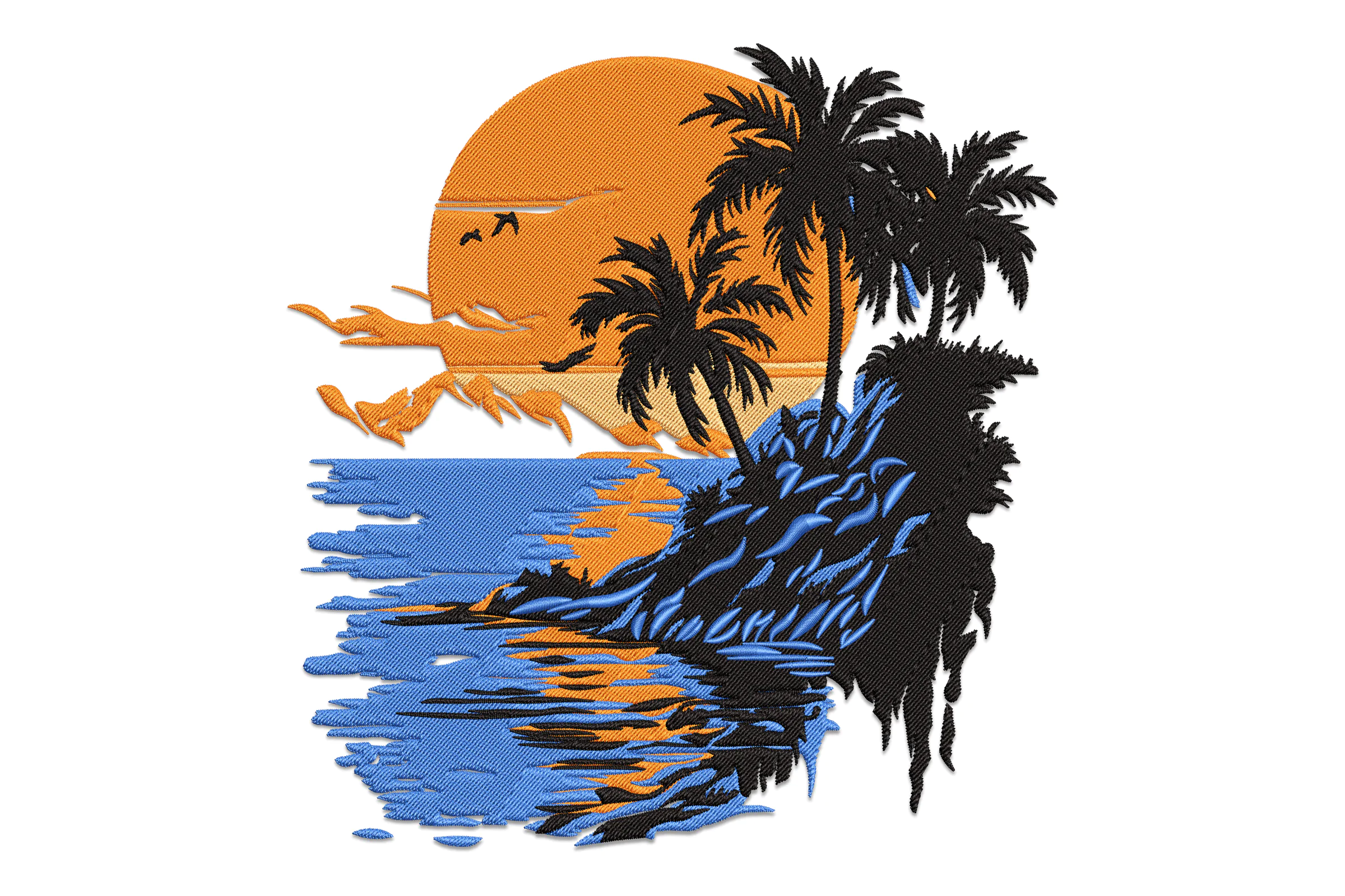 Tropical Sunset Embroidery Design