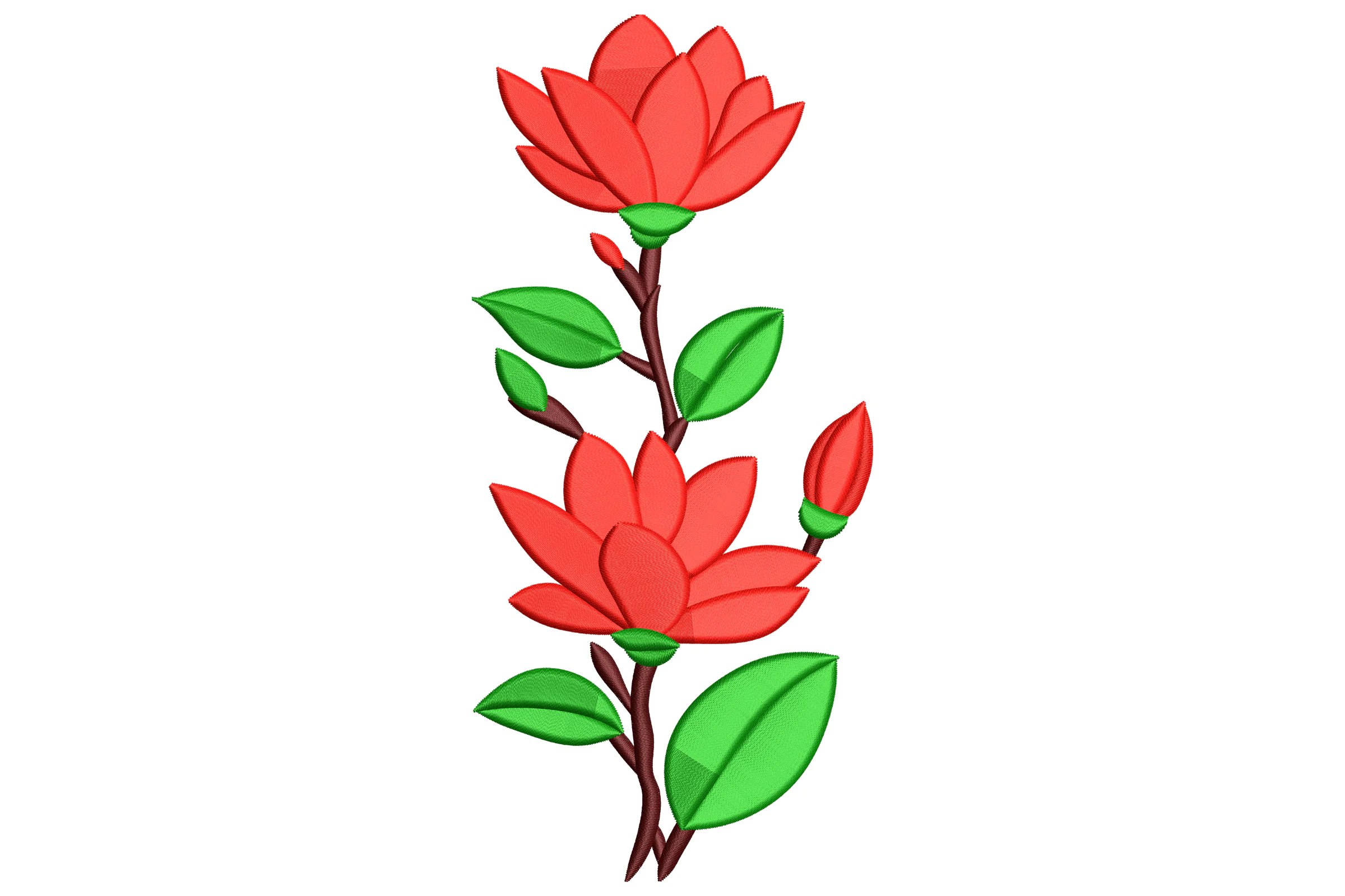 Red Lotus Branch Embroidery Design