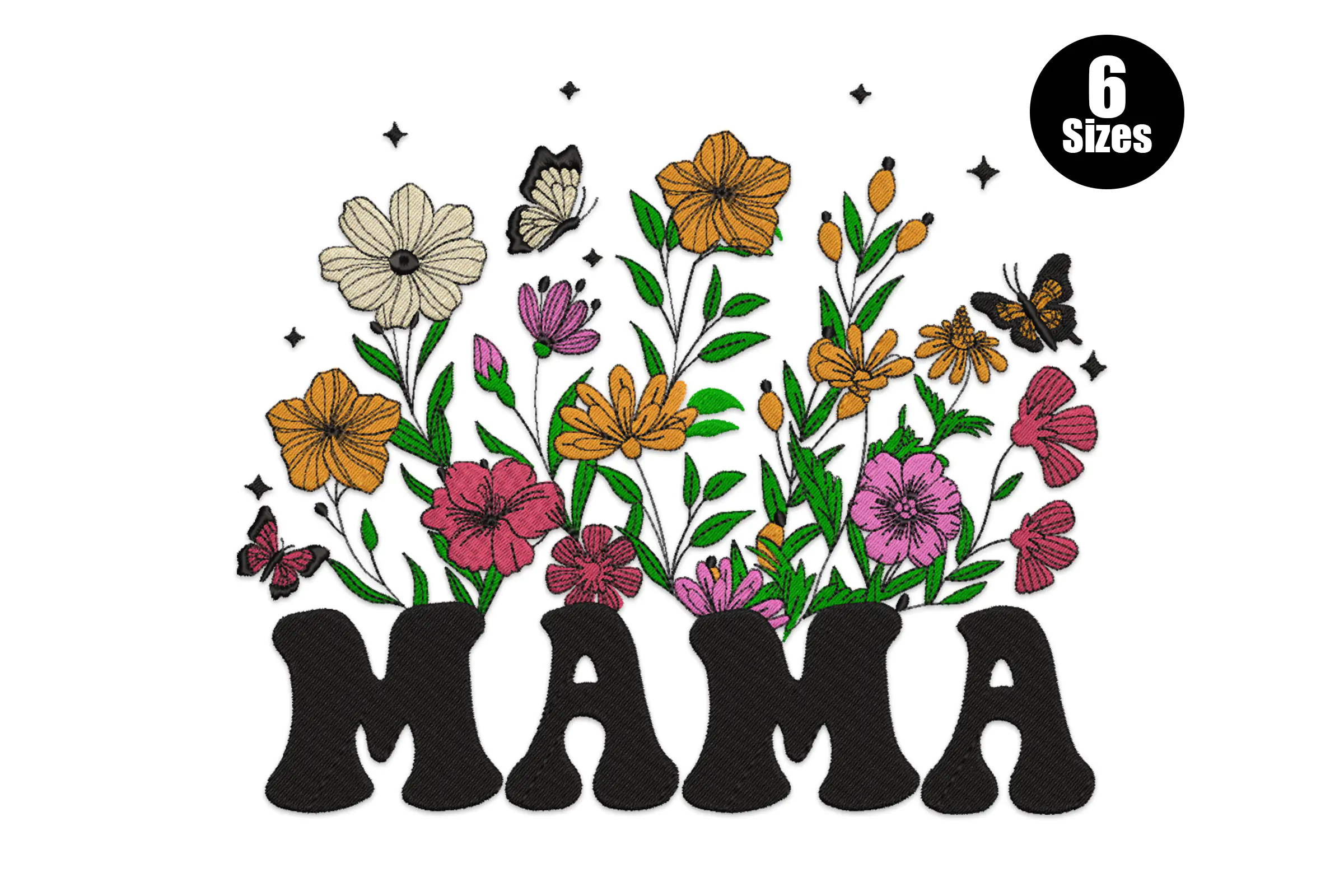 Mama Flowers Embroidery Design
