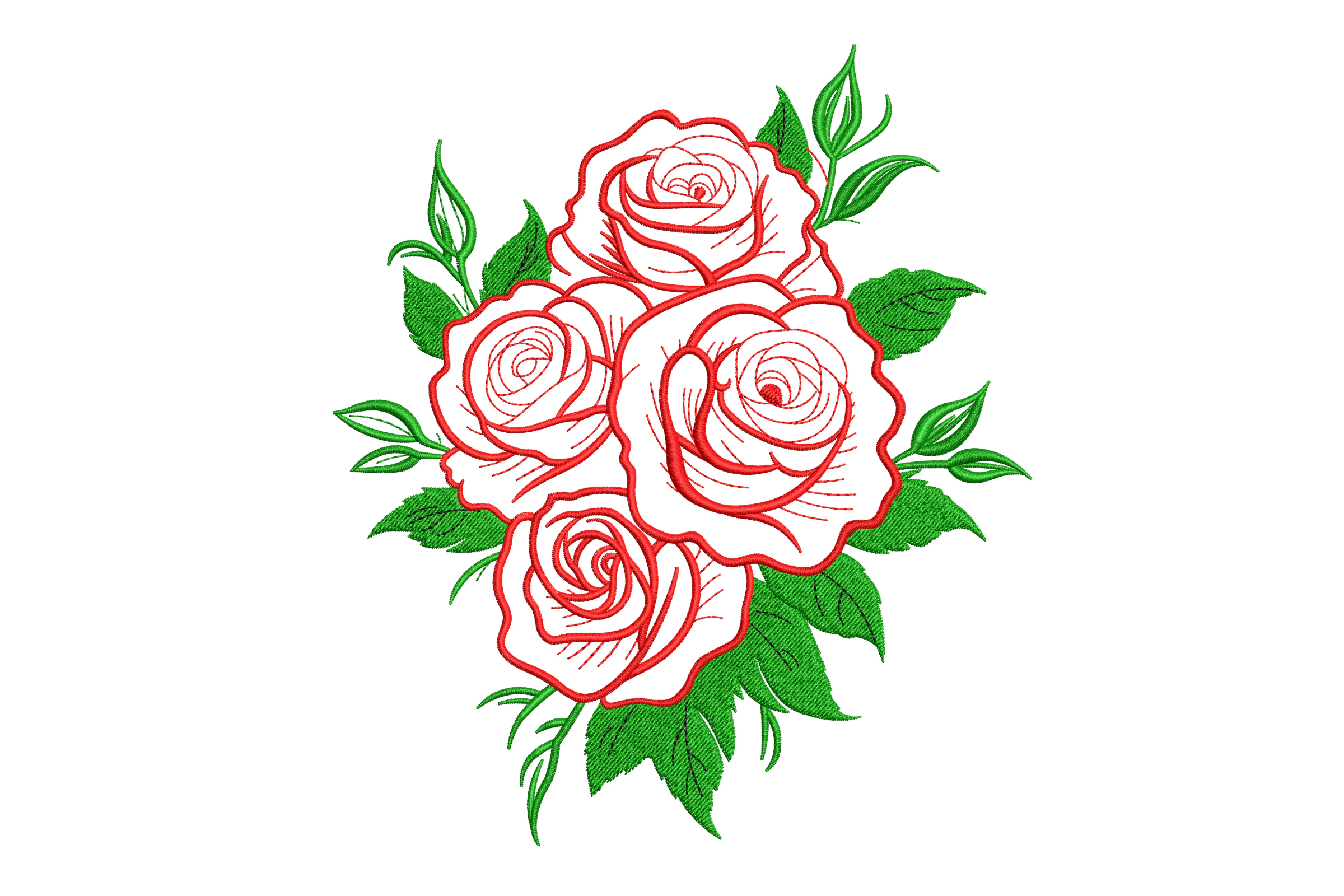 Watercolor Red Roses Embroidery Design