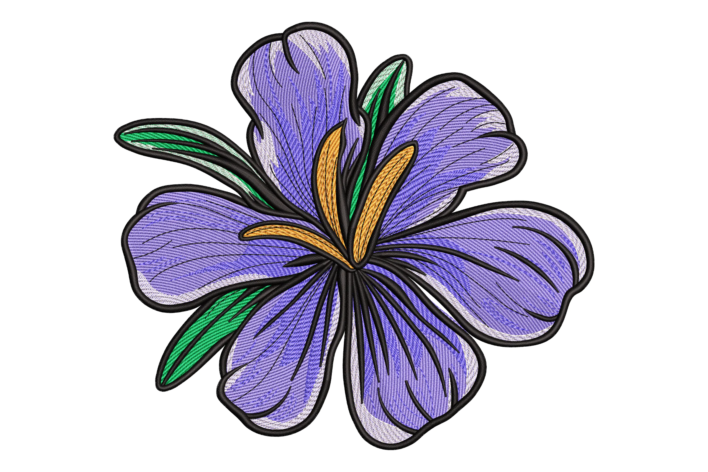Purple Iris Flower Embroidery Design