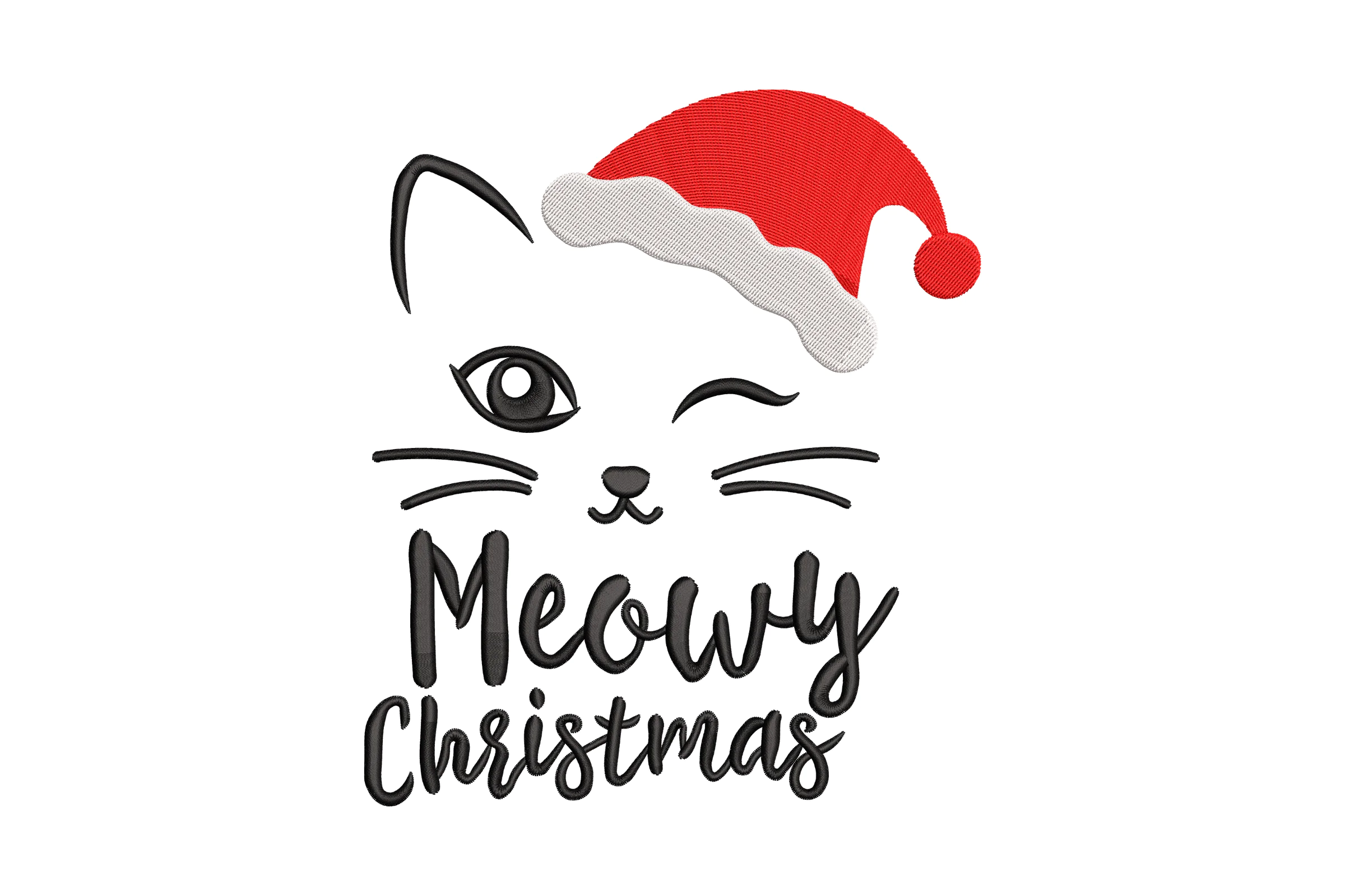 Meowy Cat Christmas Embroidery Design