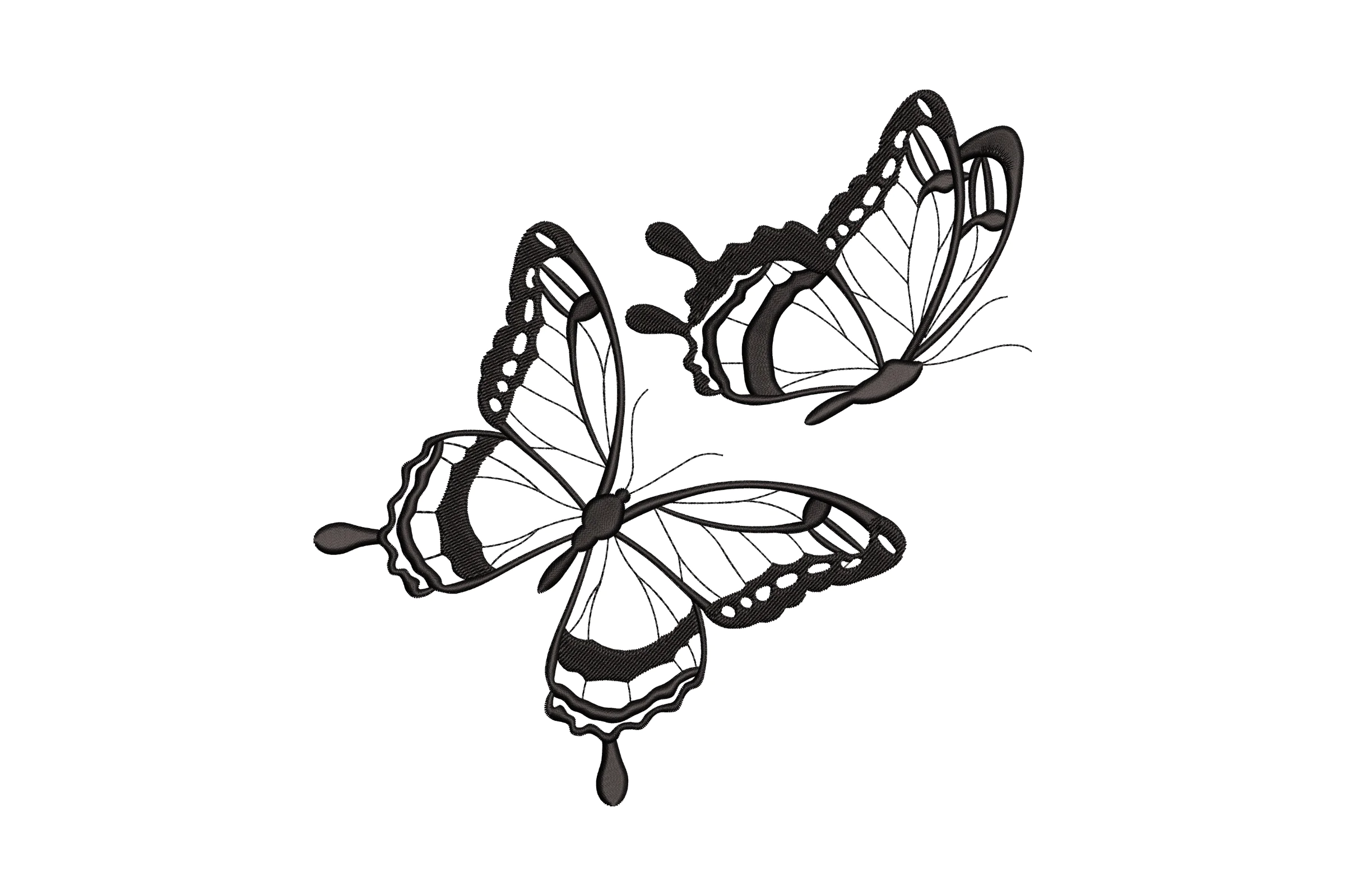Black Butterfly Embroidery Design