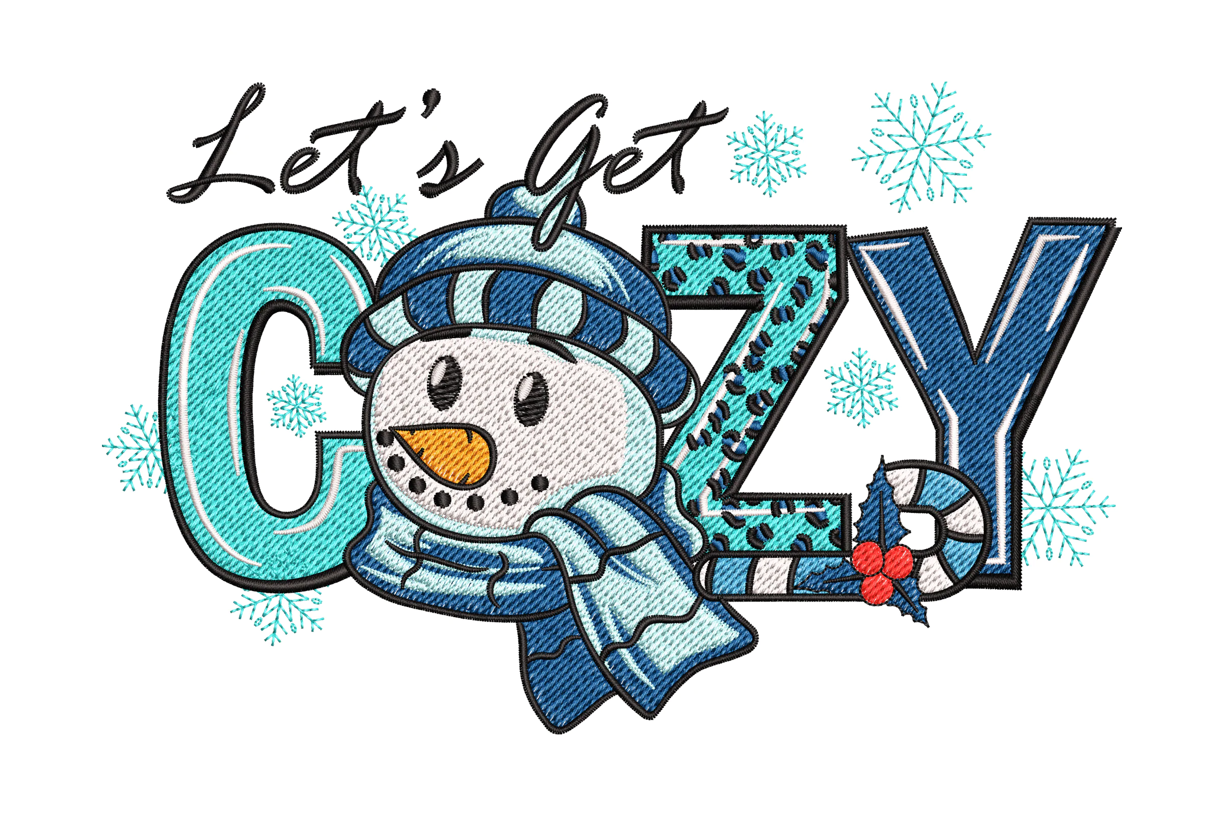 Let's Get Cozy Snowman Embroidery Design