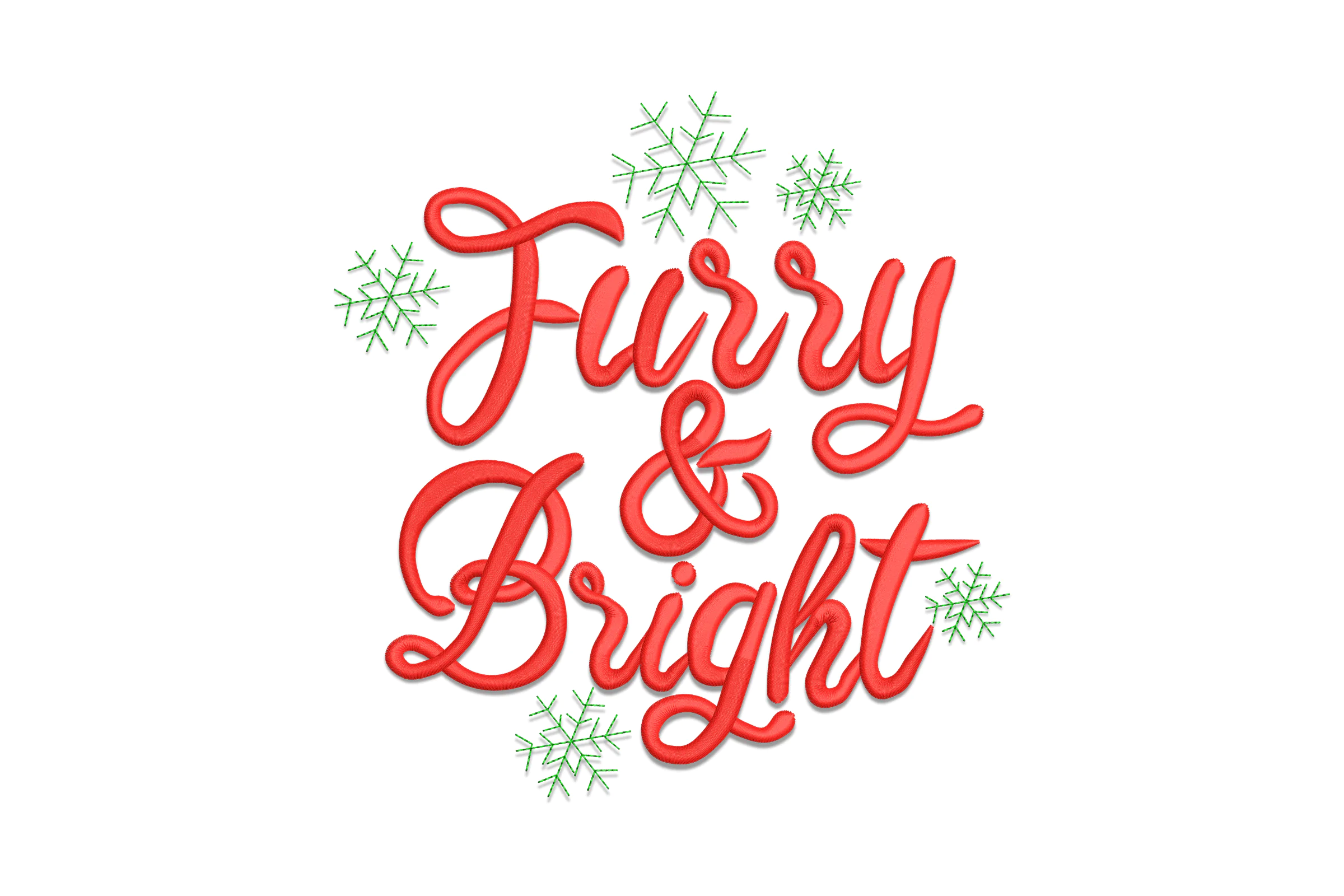 Furry & Bright - Festive Animal Quote  Embroidery Design