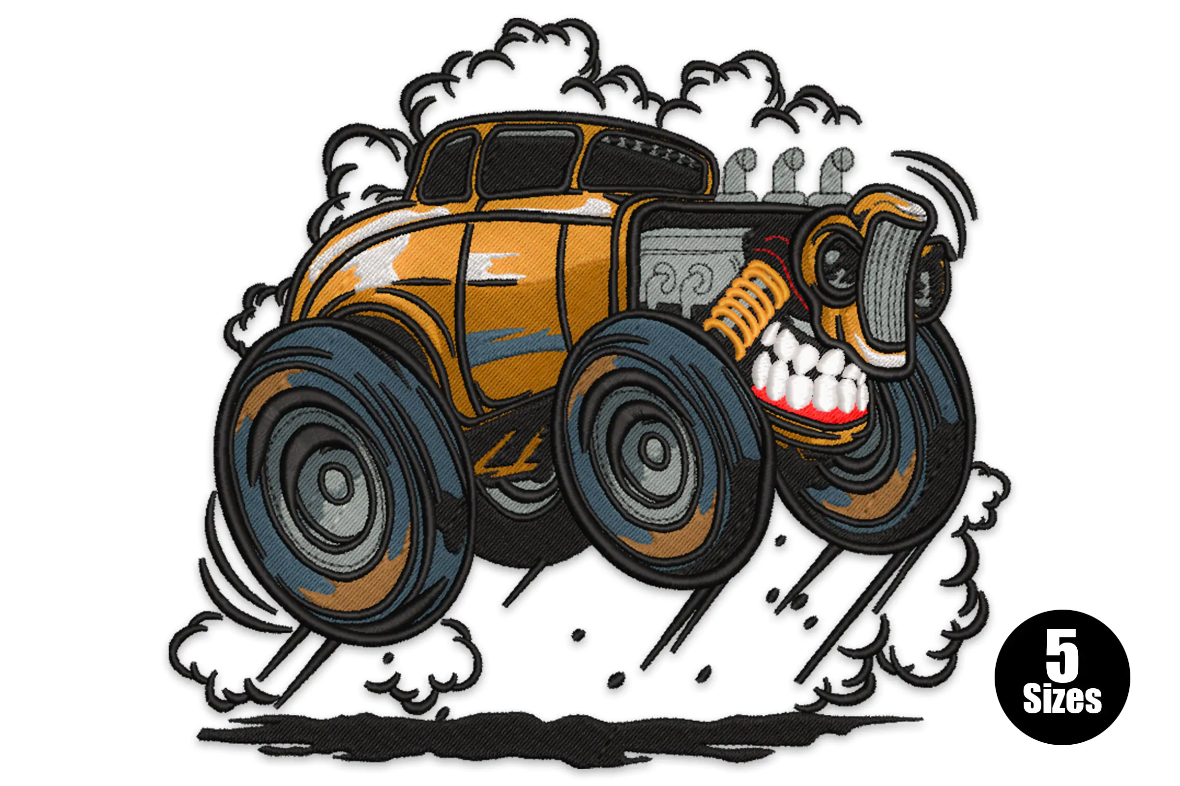 Angry Hotrod Embroidery Design