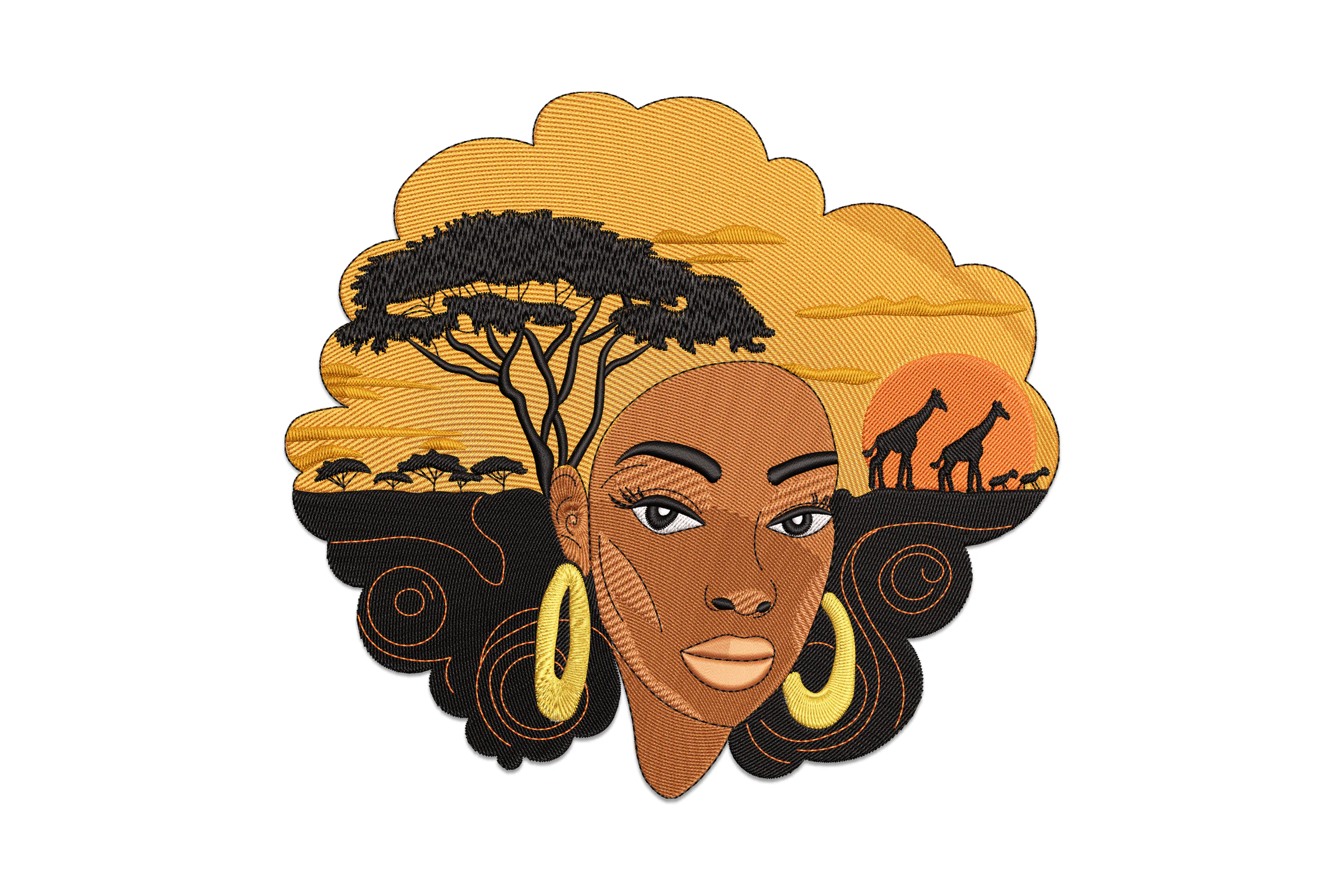 African Woman Embroidery Design File