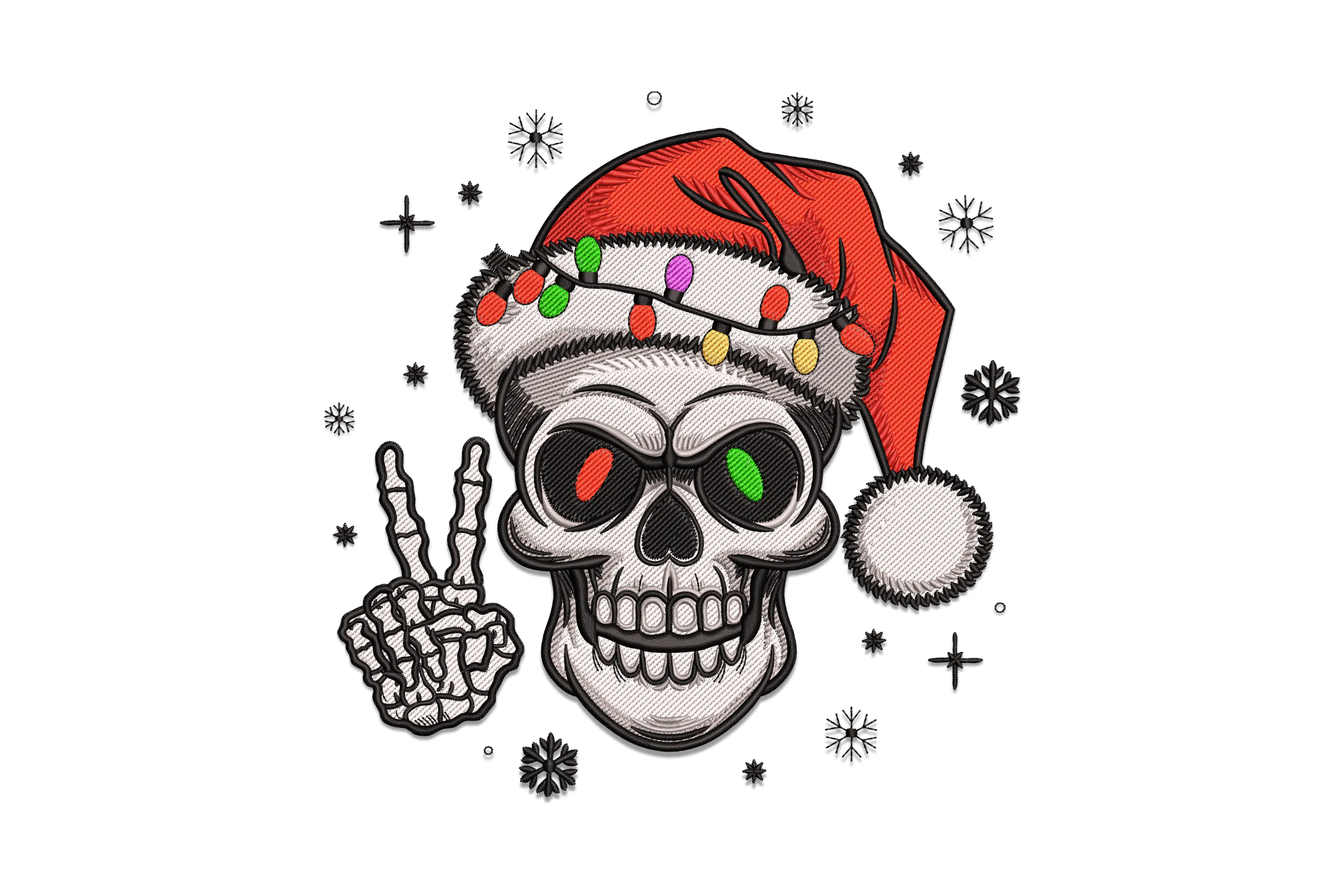 Christmas Santa Skull Embroidery Design