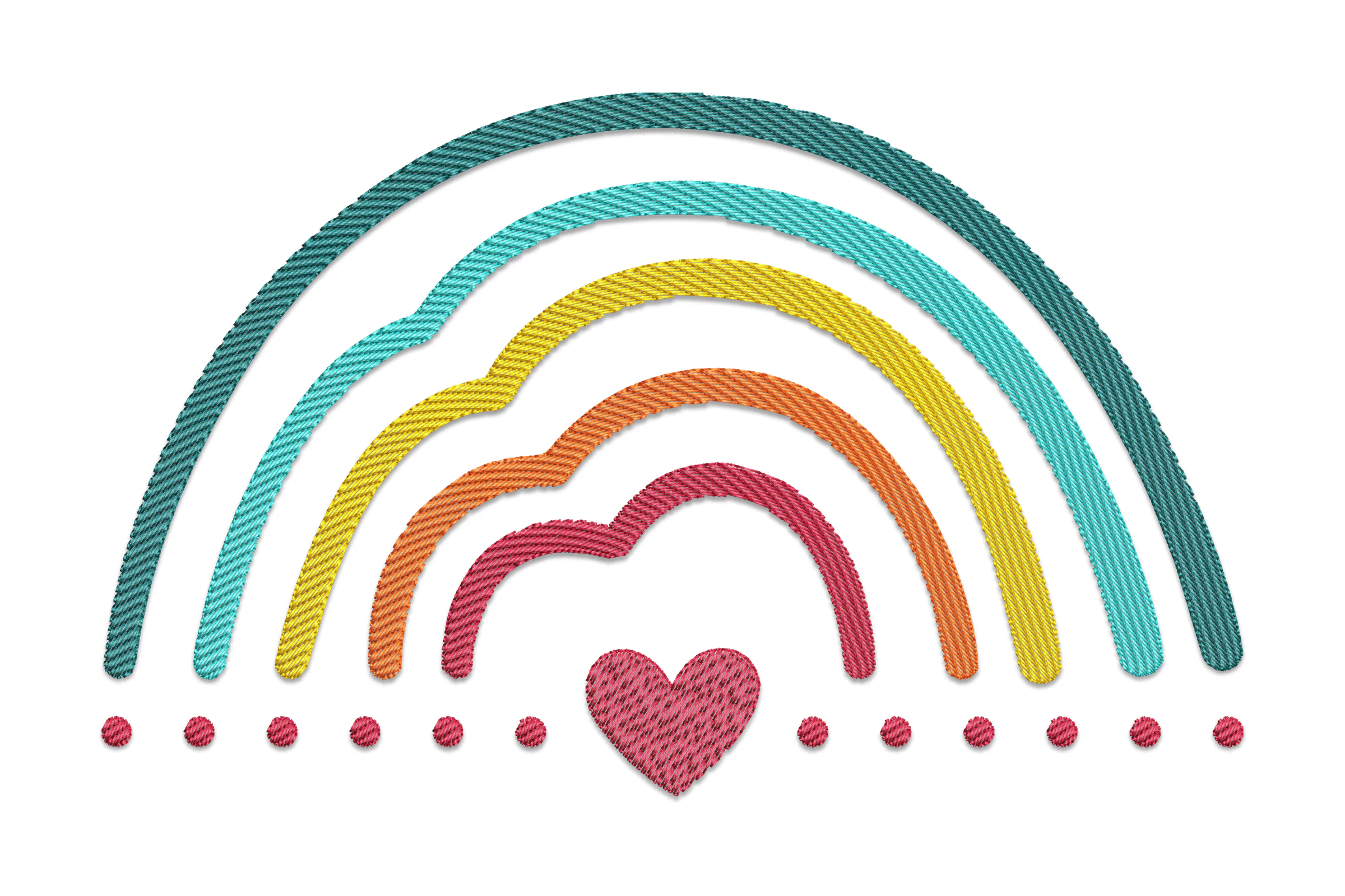 Rainbow With Hearts Embroidery Design