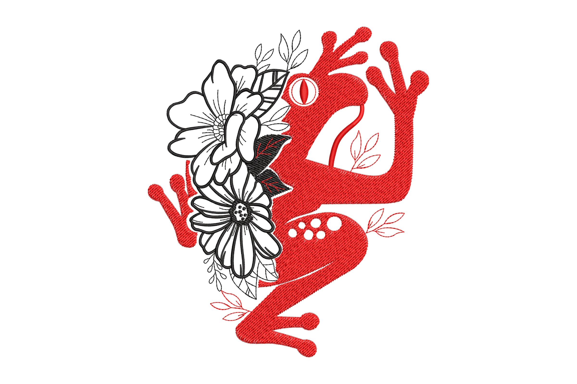 Floral Frog Embroidery Design