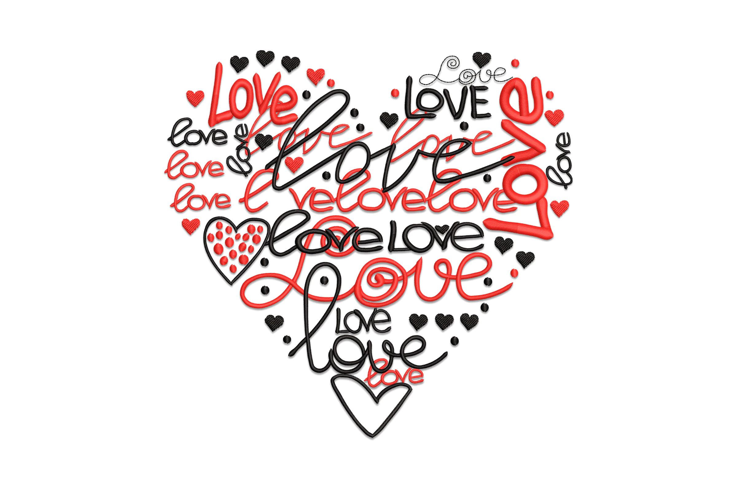 Love Shape with Heart Embroidery Design