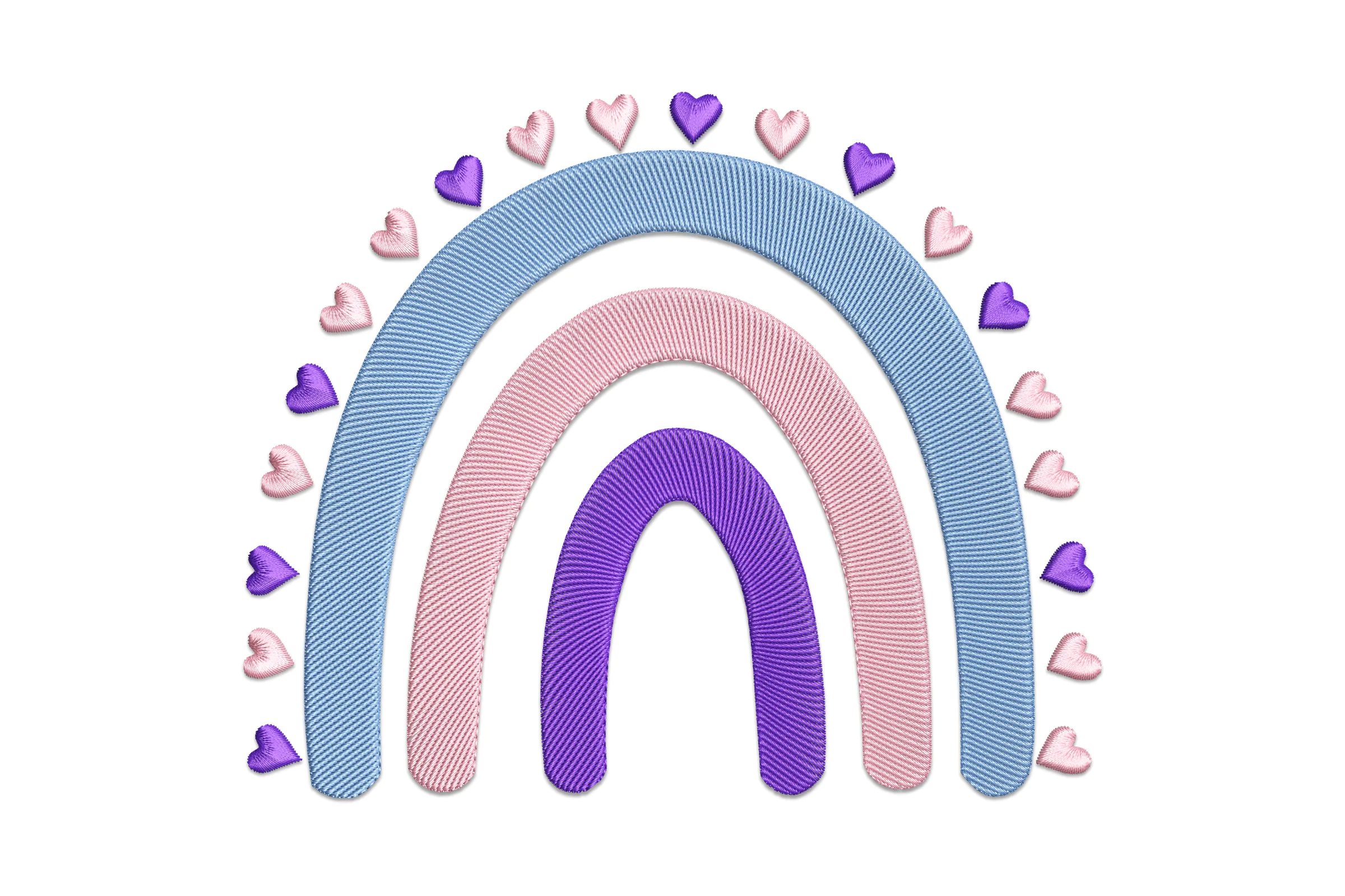 Rainbow with Hearts Embroidery Design File