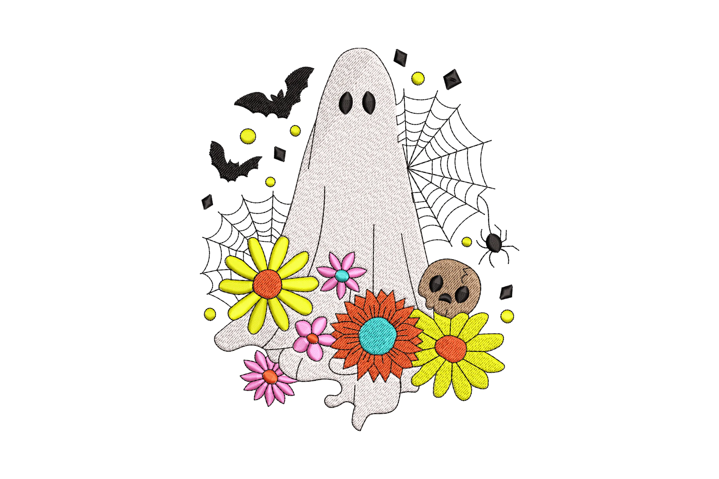 Floral Ghost Digital Embroidery Design