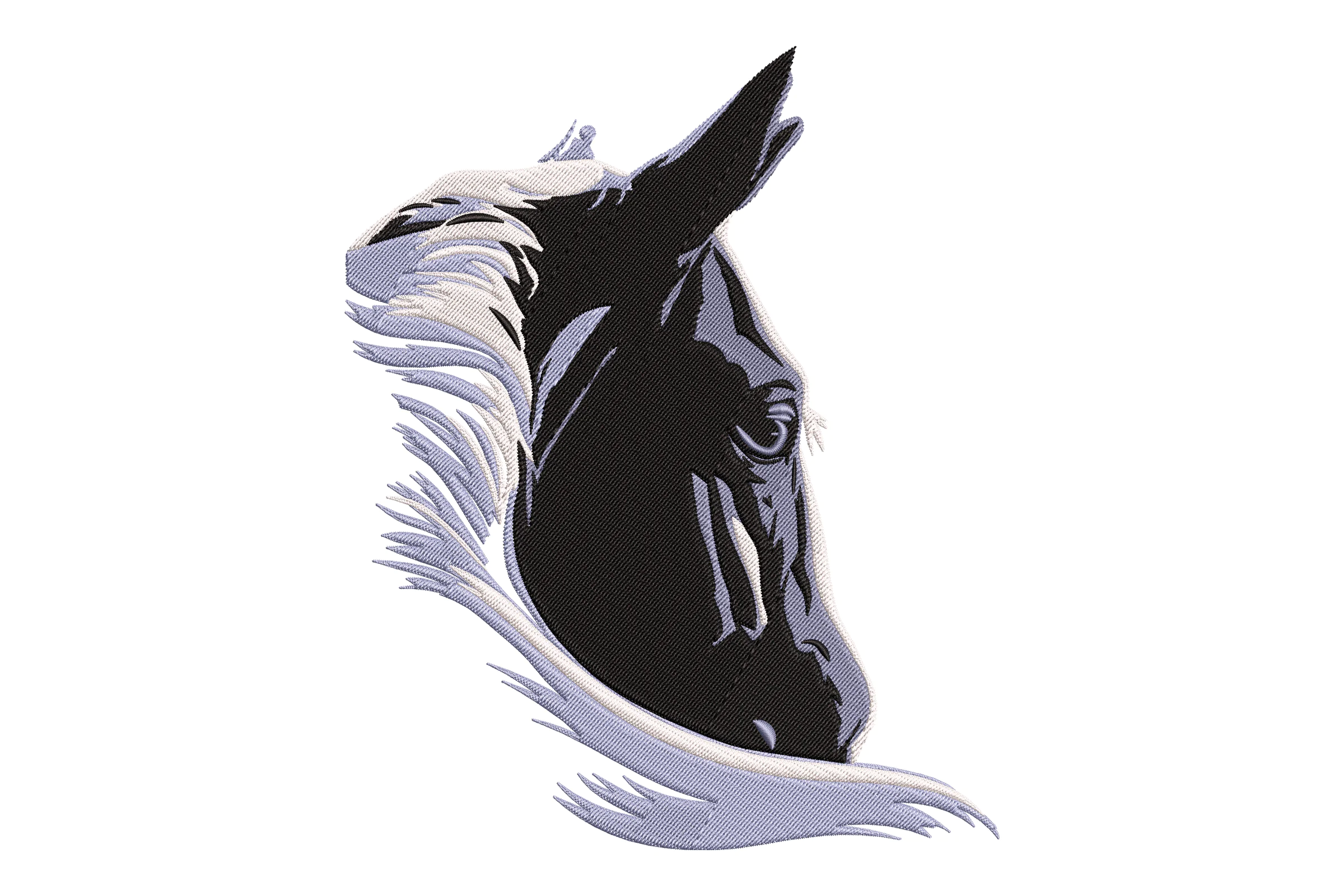 Black Horse Head Embroidery Design