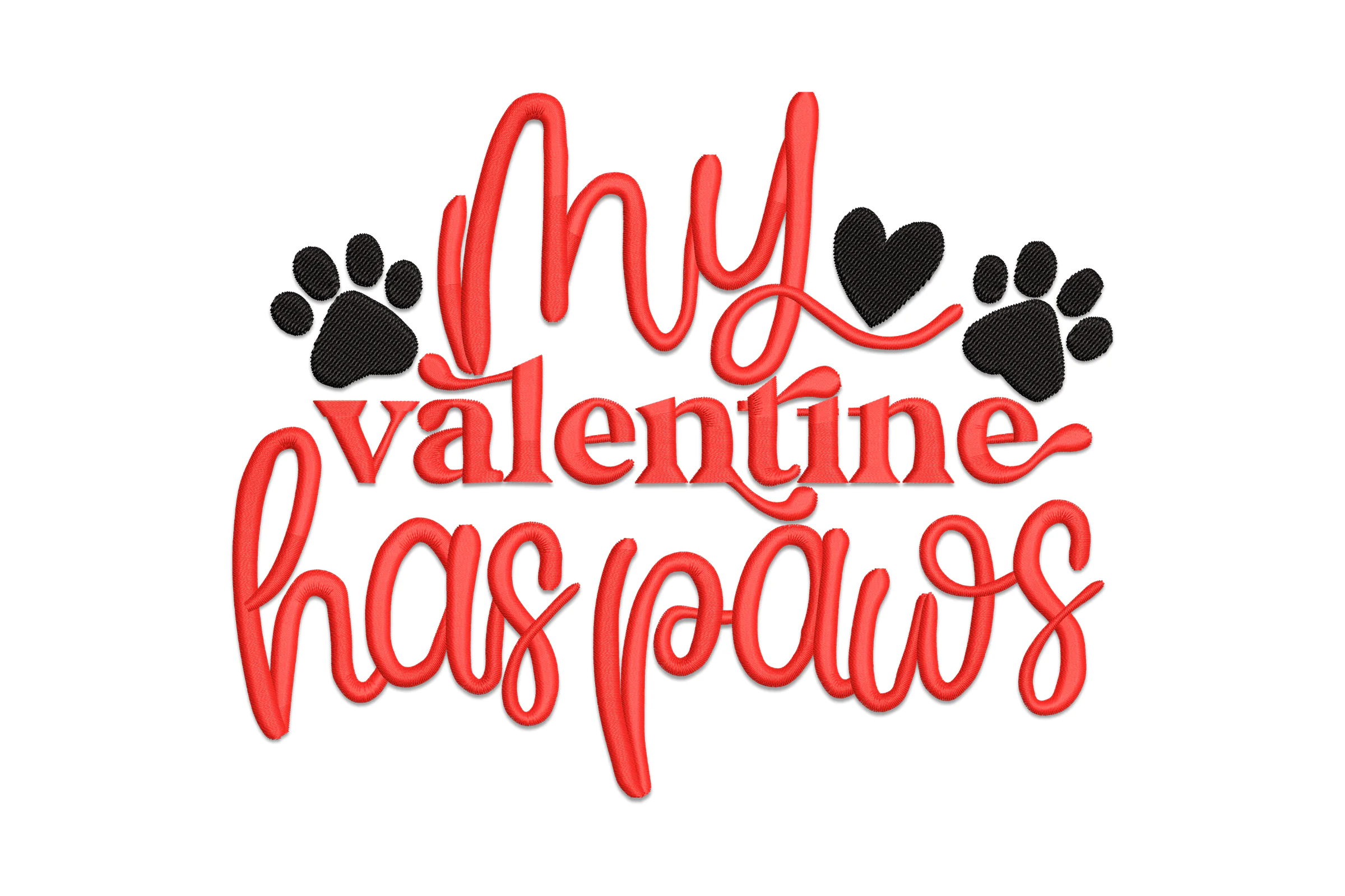 My Valentine Has Paws Embroidery Design File