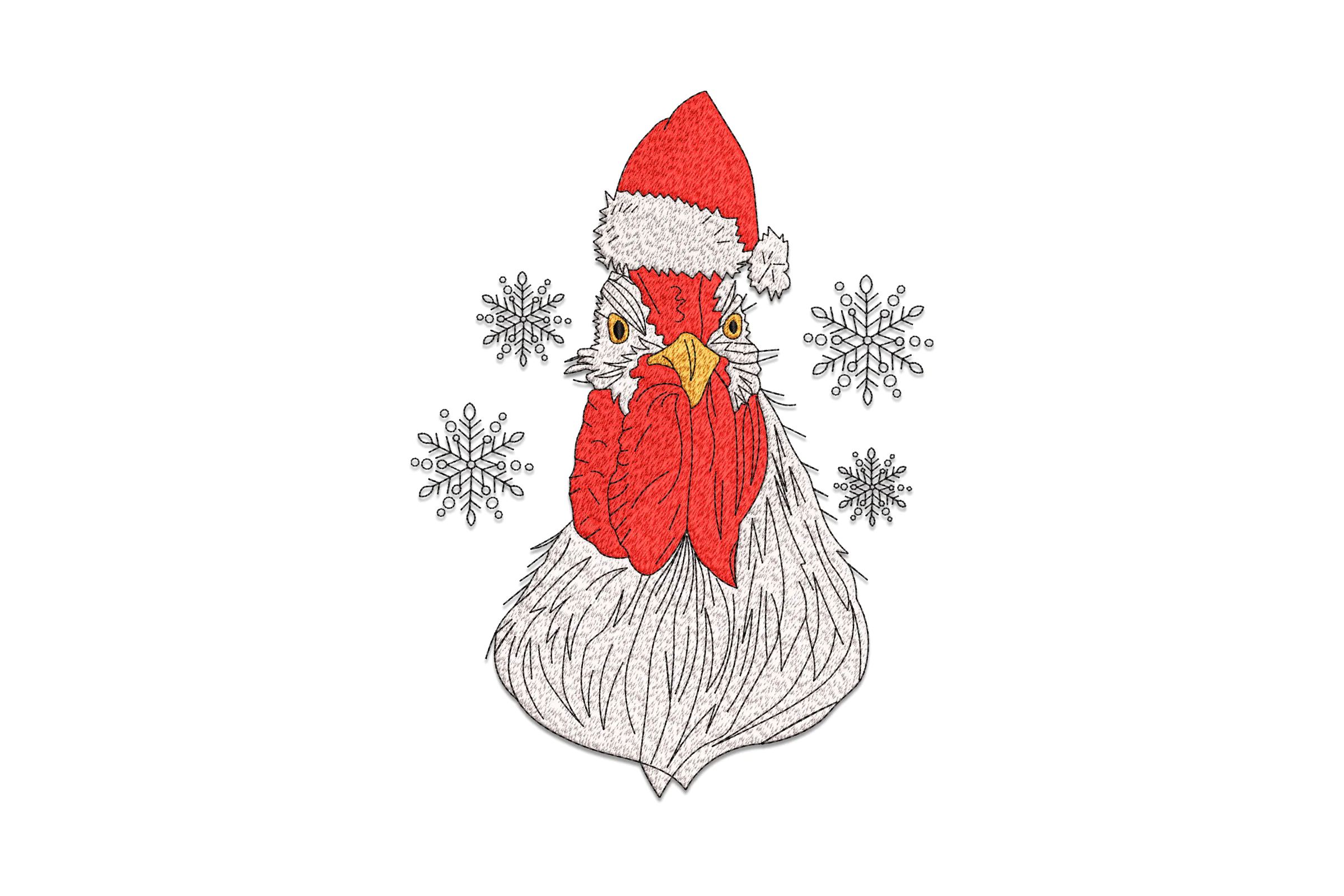 Santa Hat Chicken Christmas Embroidery Design
