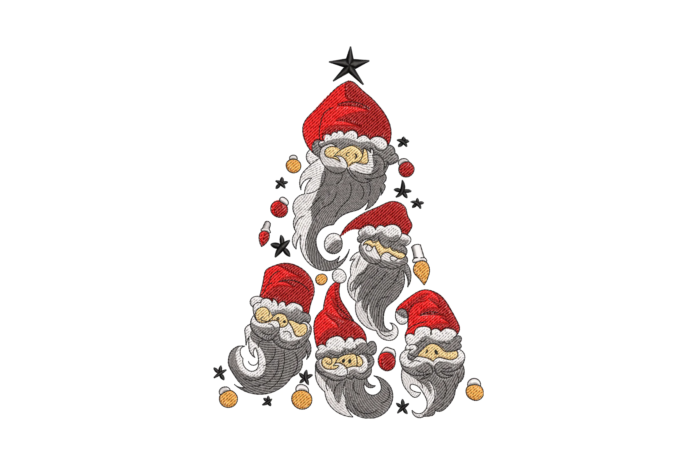 Gnomes Christmas Tree Embroidery Design