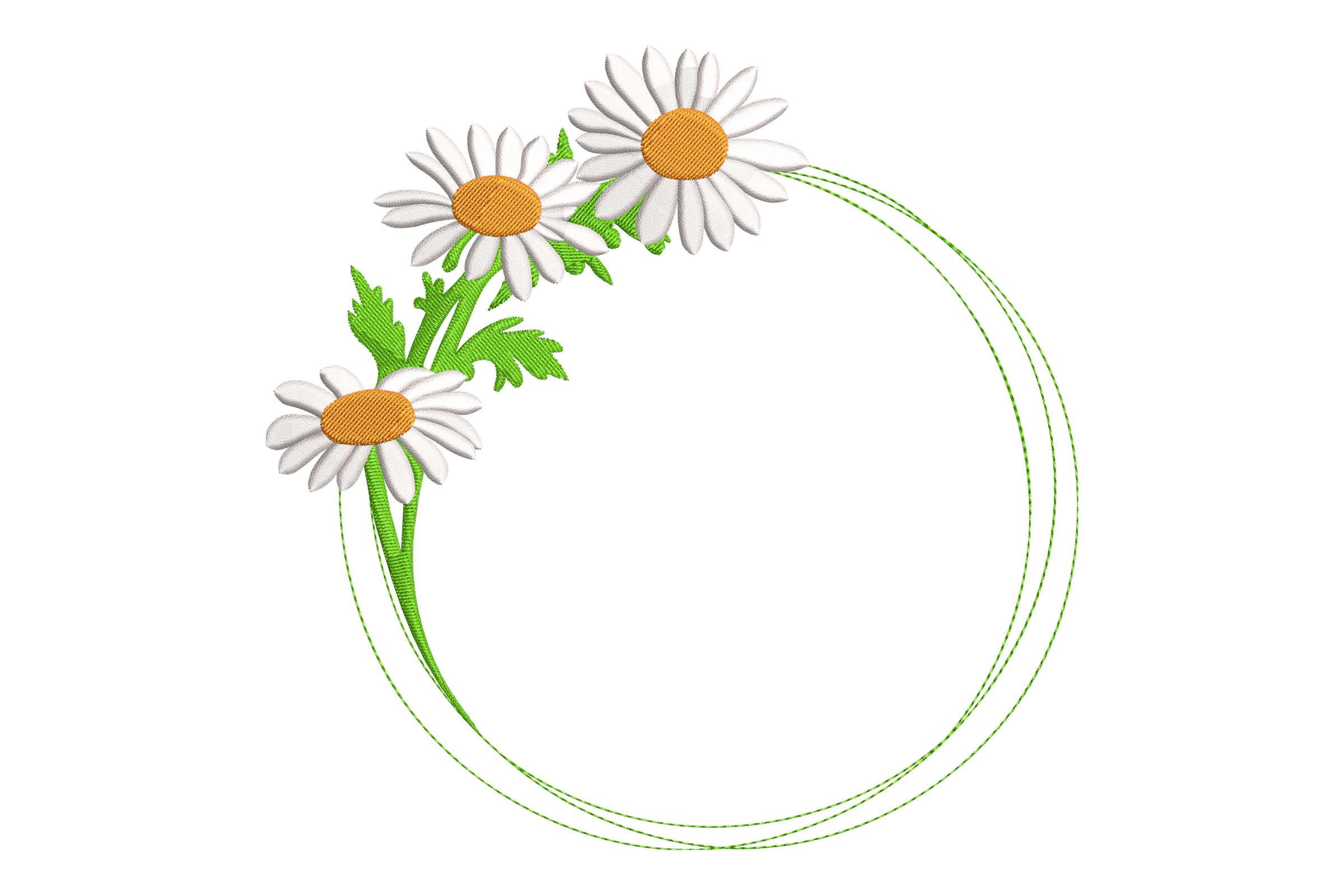 Daisy Floral Wreath Embroidery Design