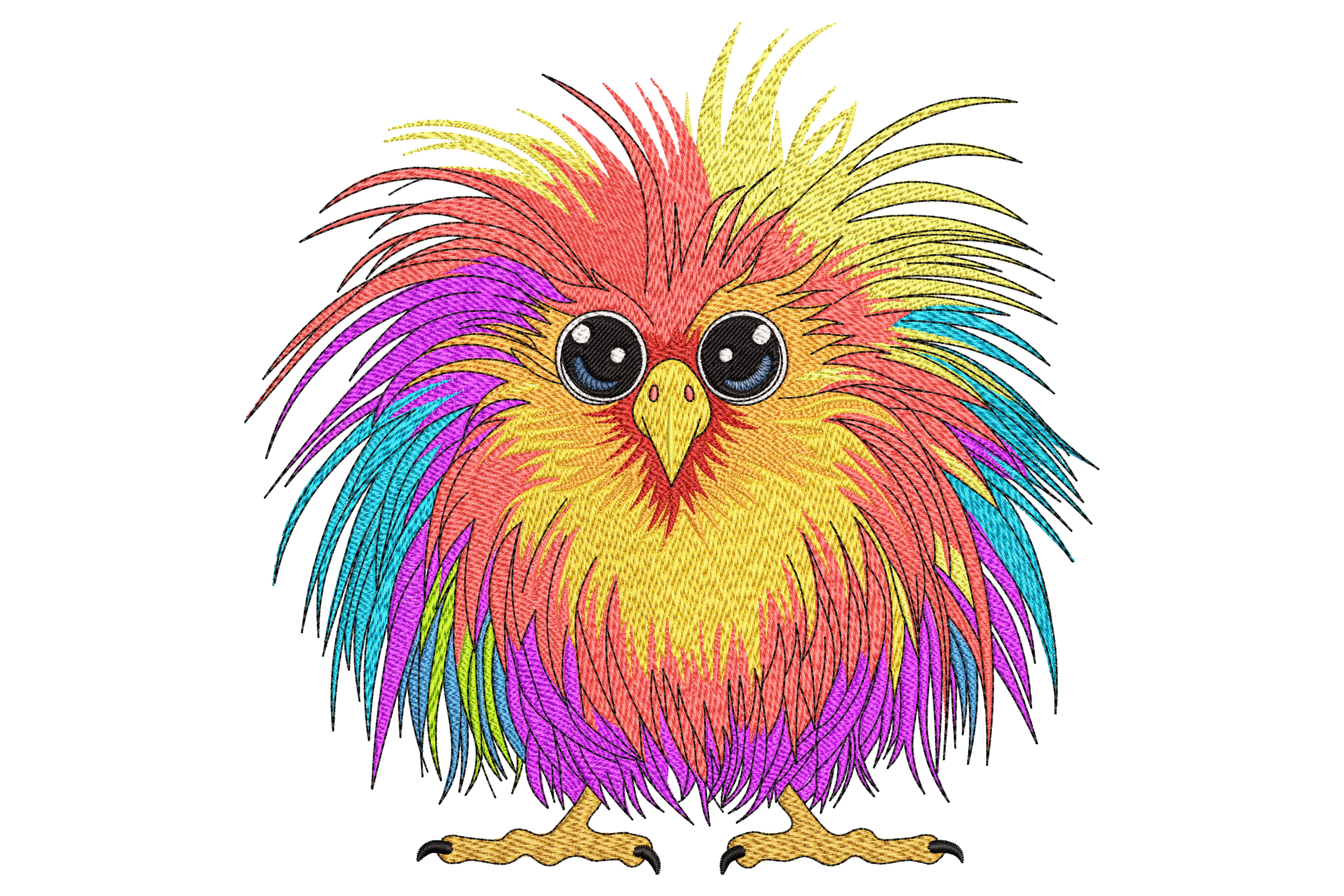 Rainbow Fluffy Owl Embroidery Design