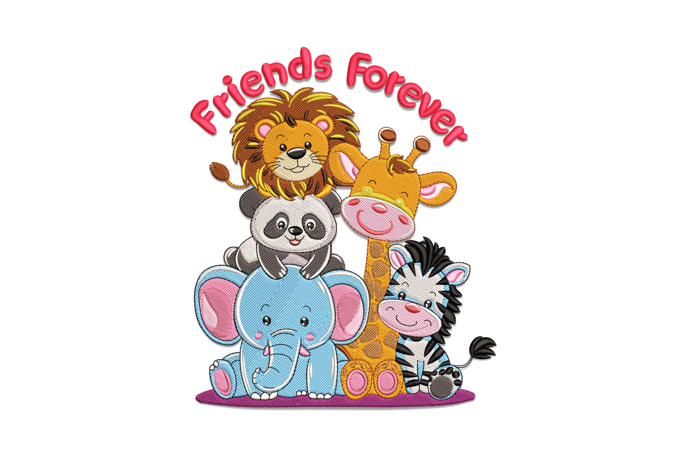 Friends Forever Wild Animals Embroidery Design