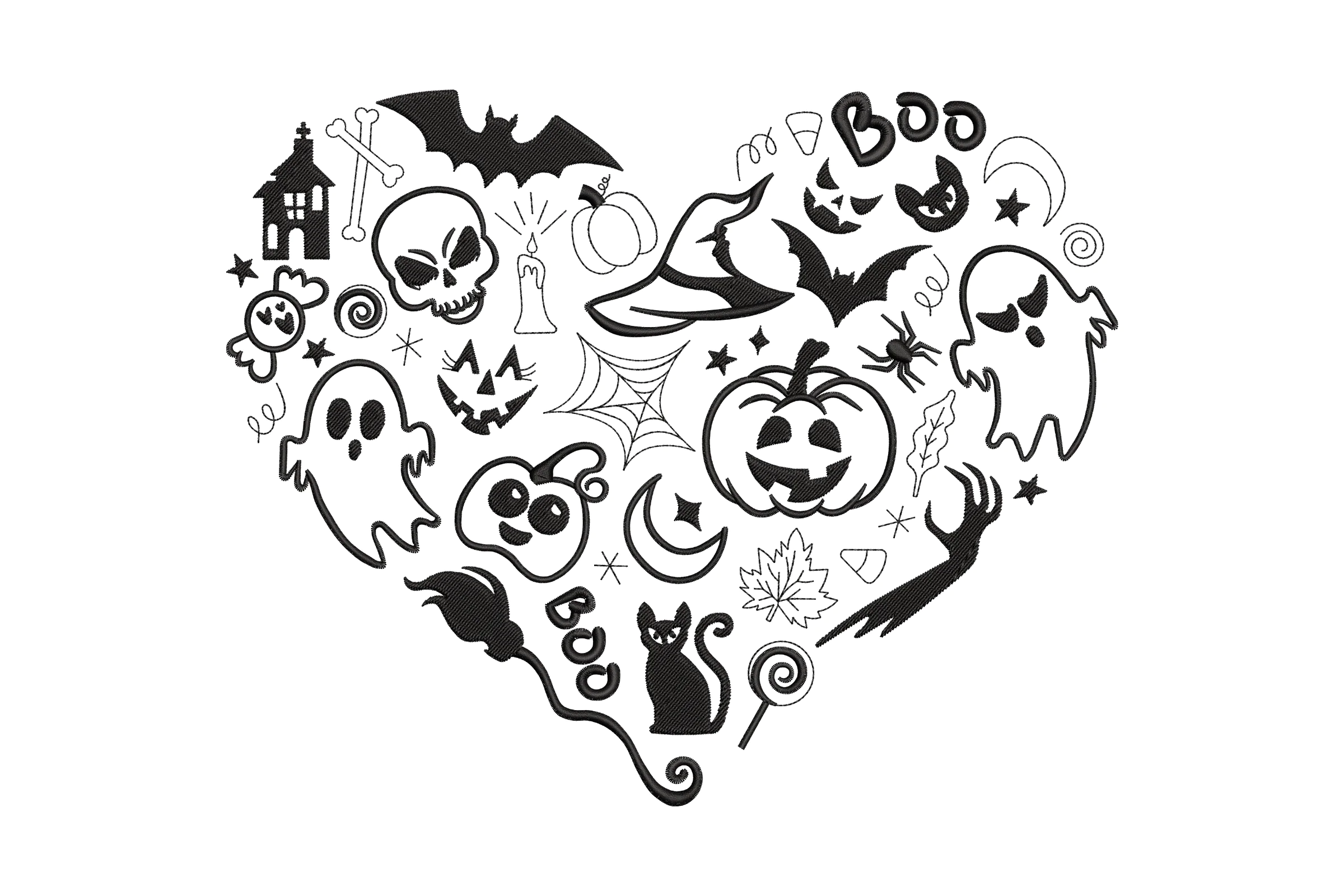 Halloween Heart Embroidery Design File