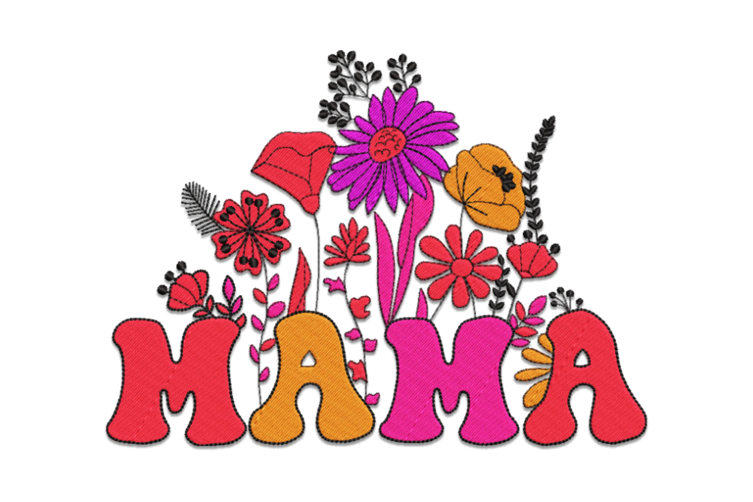 Mama Flower Digital Embroidery Design File