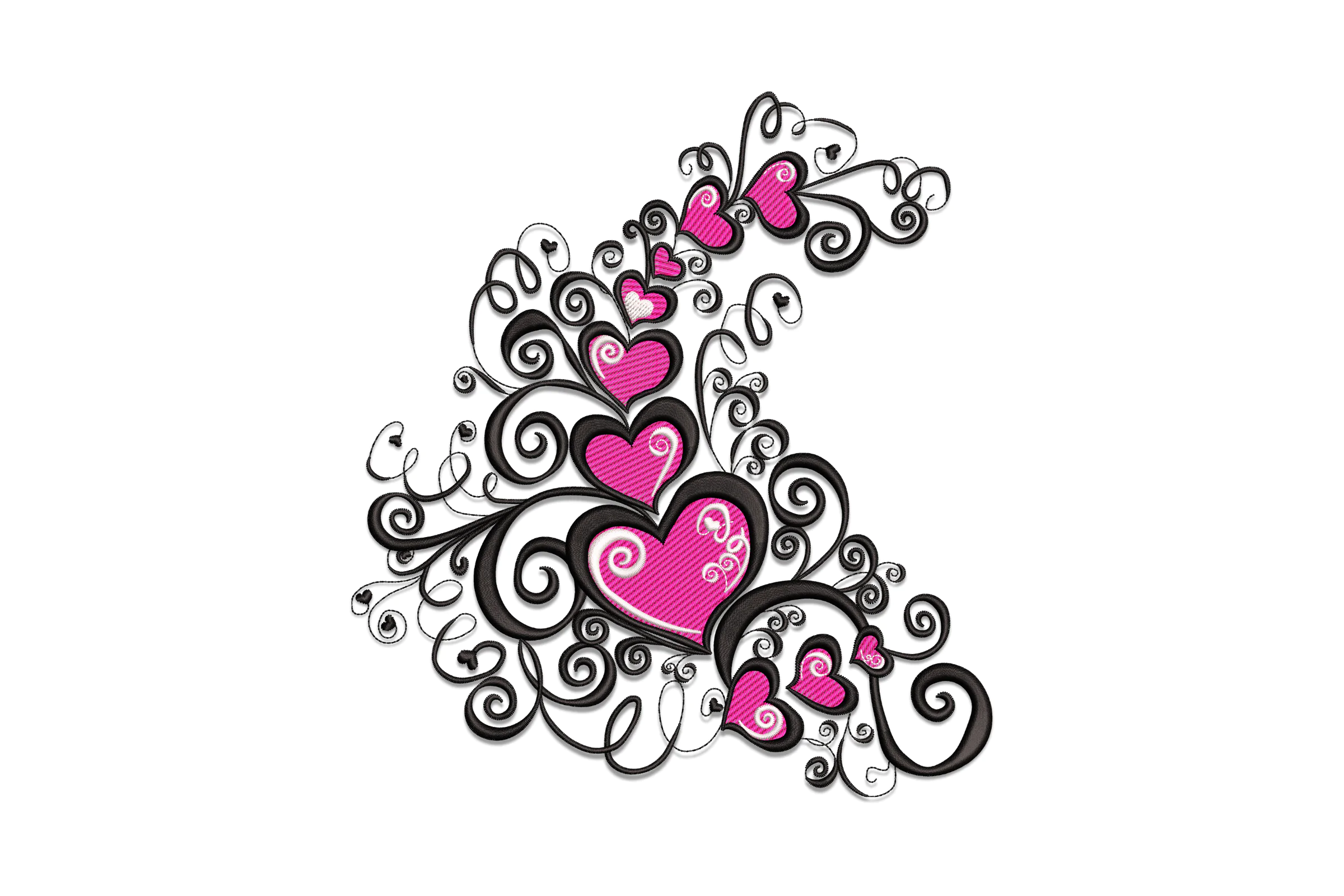Swirl Hearts Embroidery Design