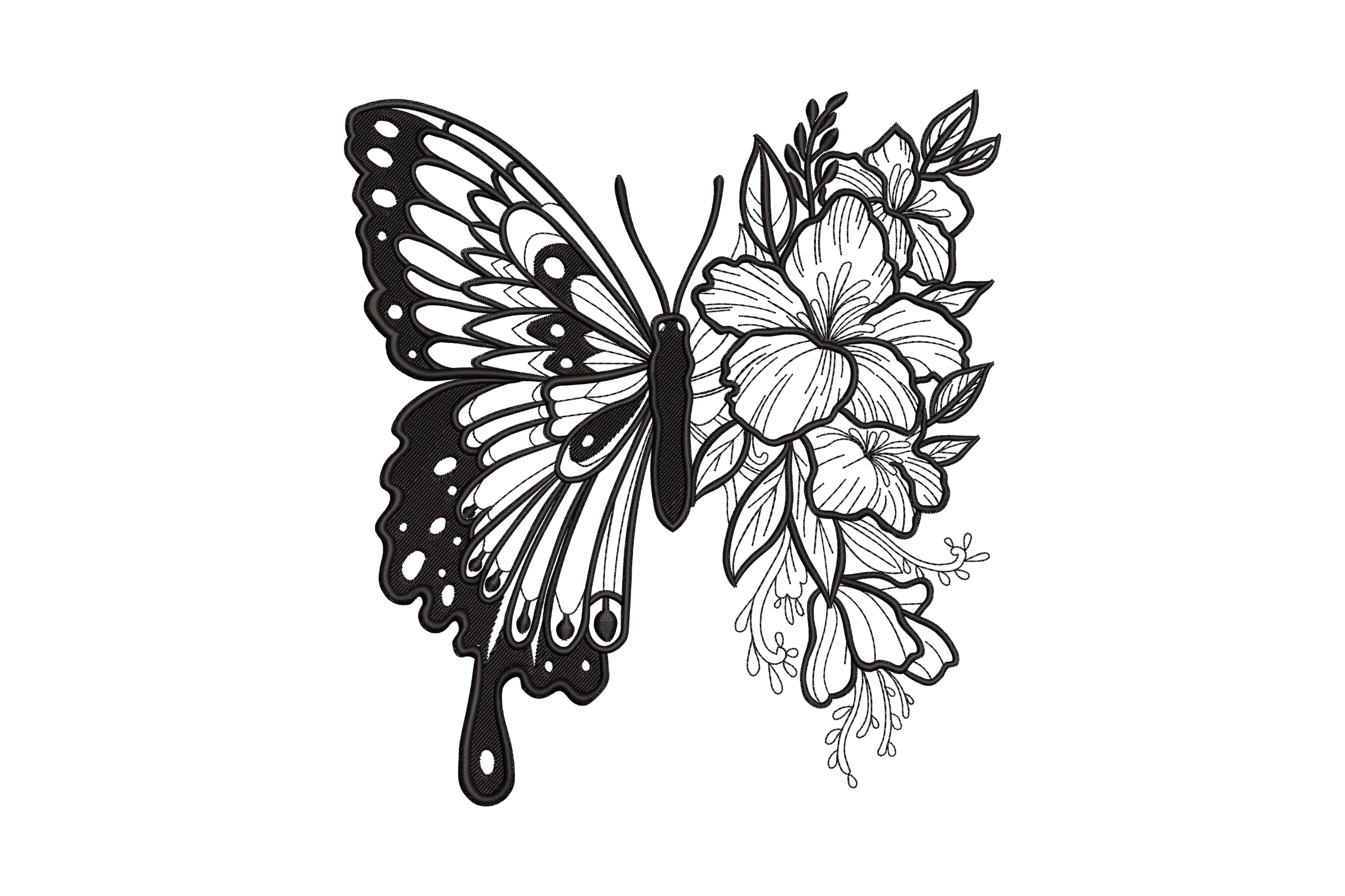 Floral Butterfly Embroidery File