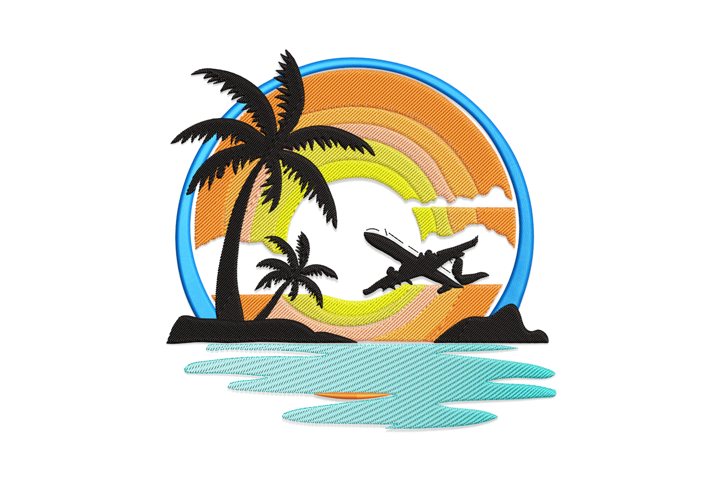 Summer Beach Palm Tree Embroidery Design