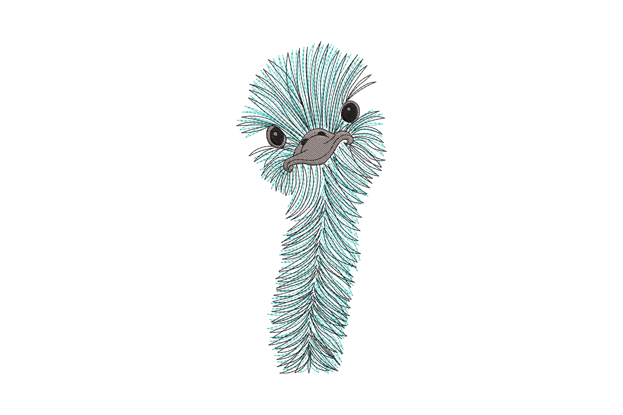 Cute Ostrich Embroidery Design with Detailed Feathers