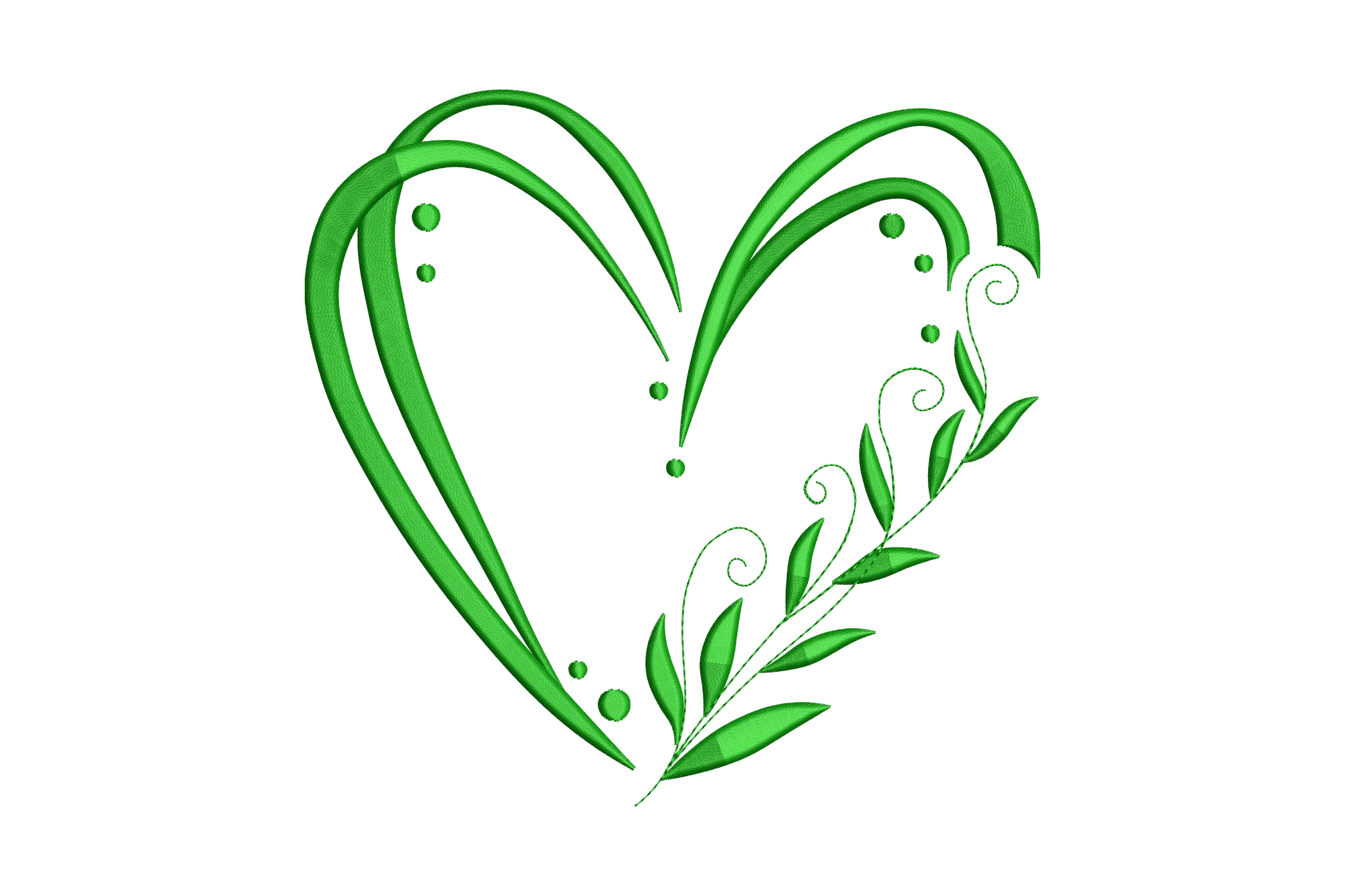 Green Heart Machine Embroidery Design