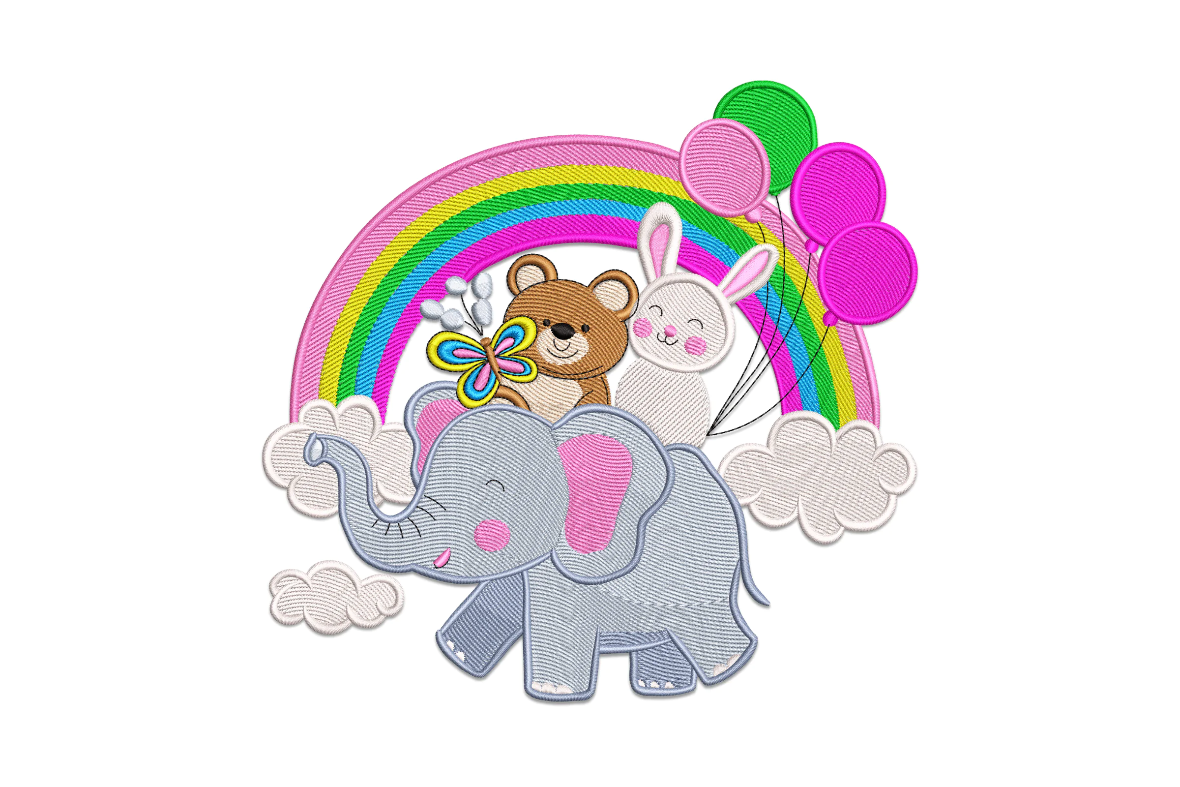 Balloon Bear Embroidery Design