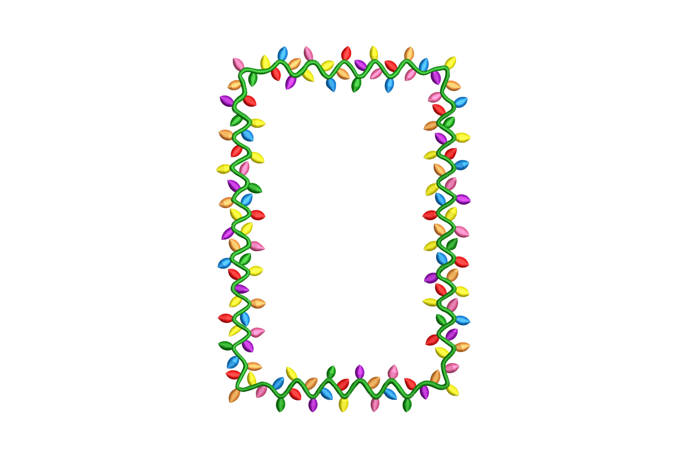 Christmas Lights Frame Embroidery Design