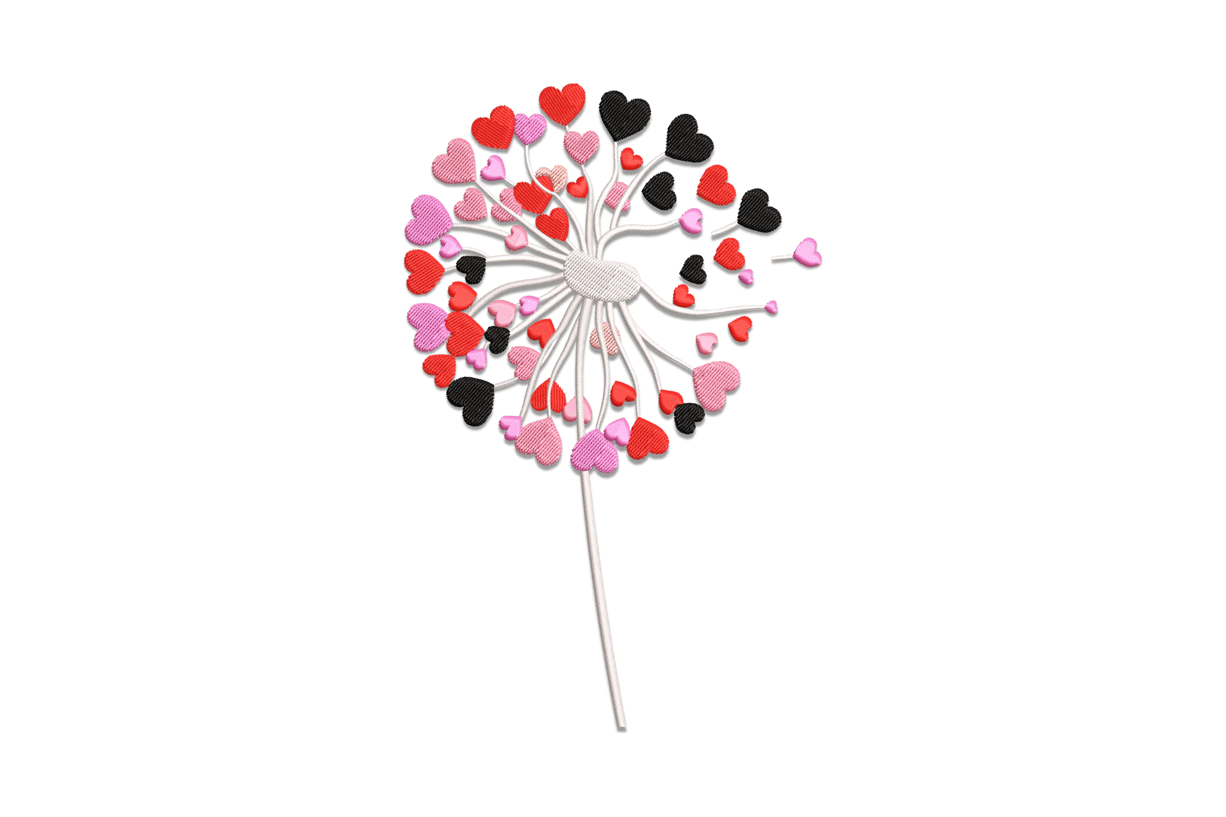 Dandelion Love Hearts Embroidery Design