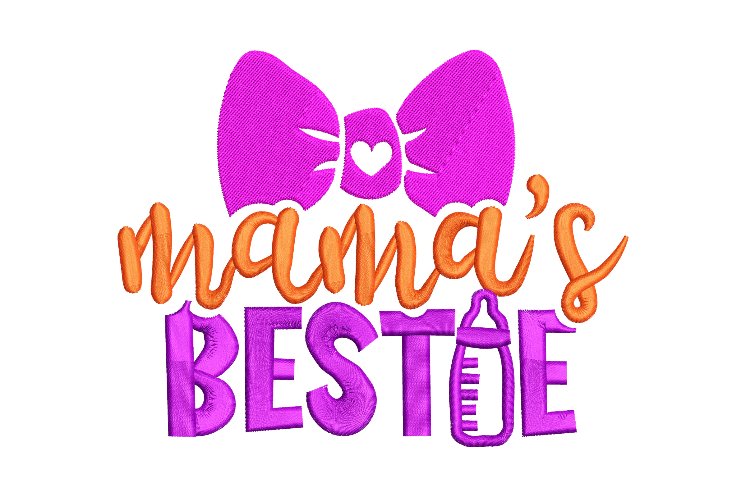 Mama's Bestie Embroidery Design with Bow