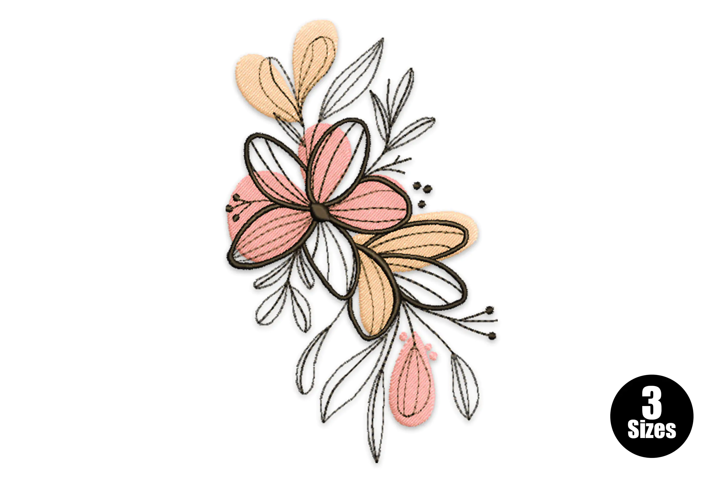 Pastel Flowers Embroidery Design