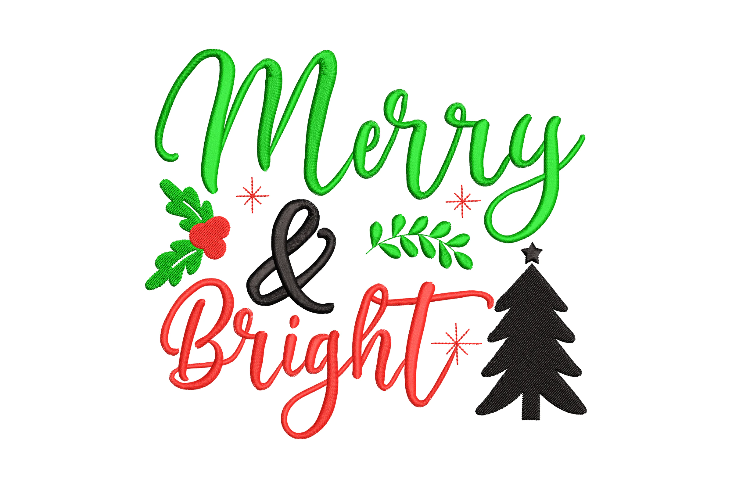 Merry & Bright Christmas Embroidery Design