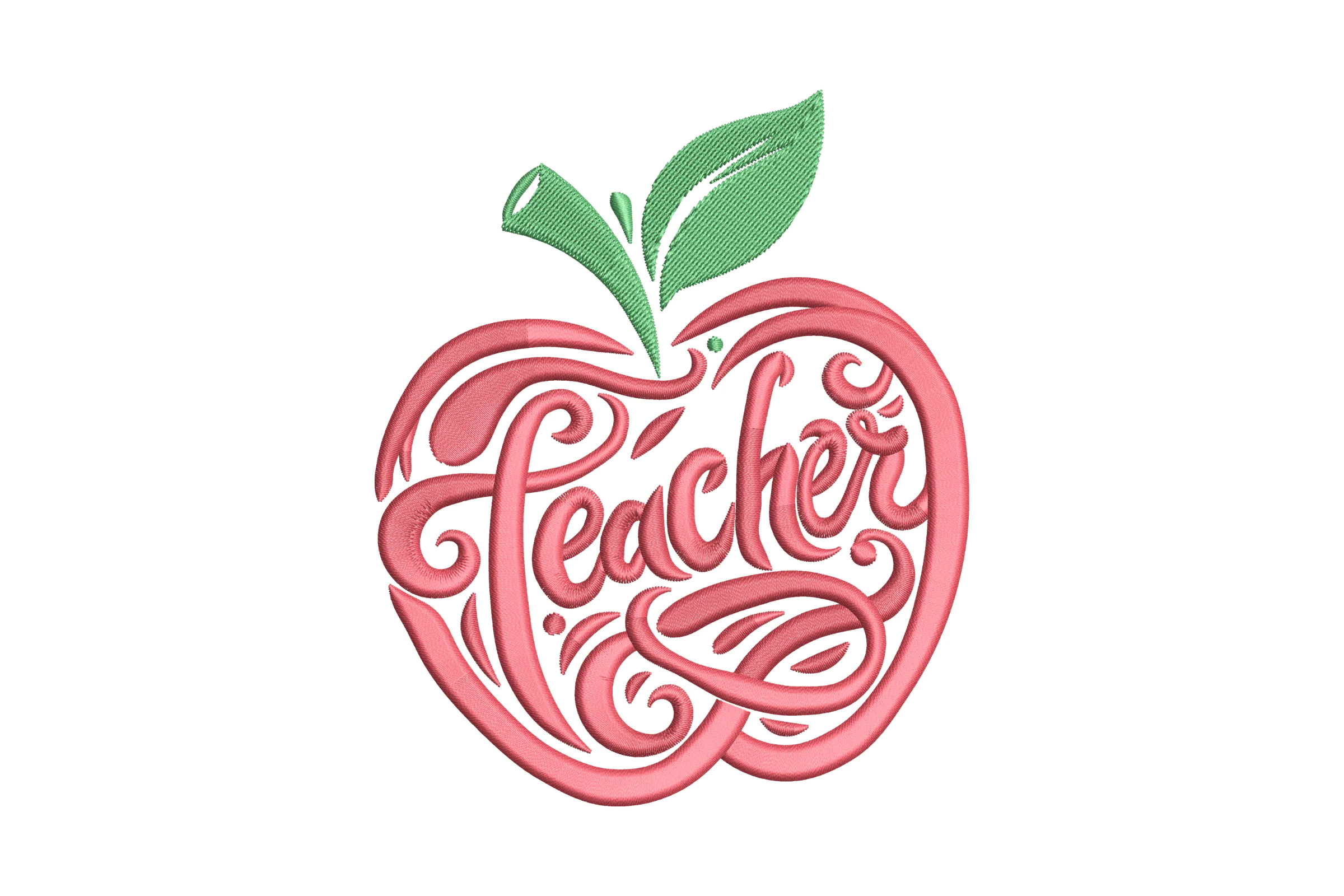 Apple Teacher Embroidery Design