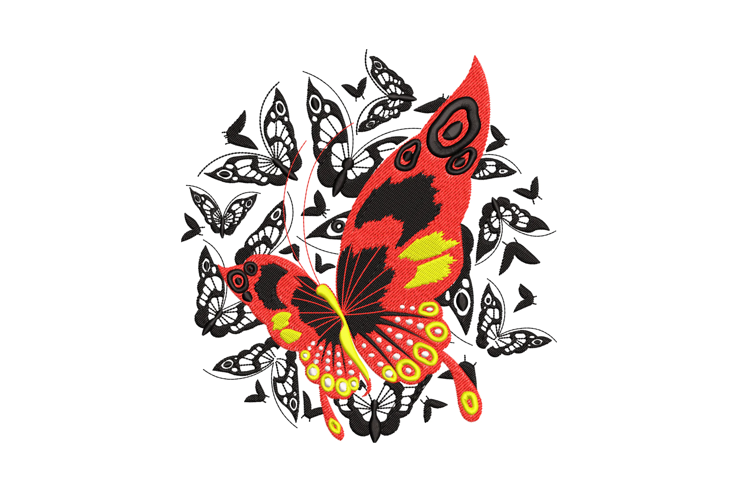 Vibrant Butterfly Cluster Embroidery Design