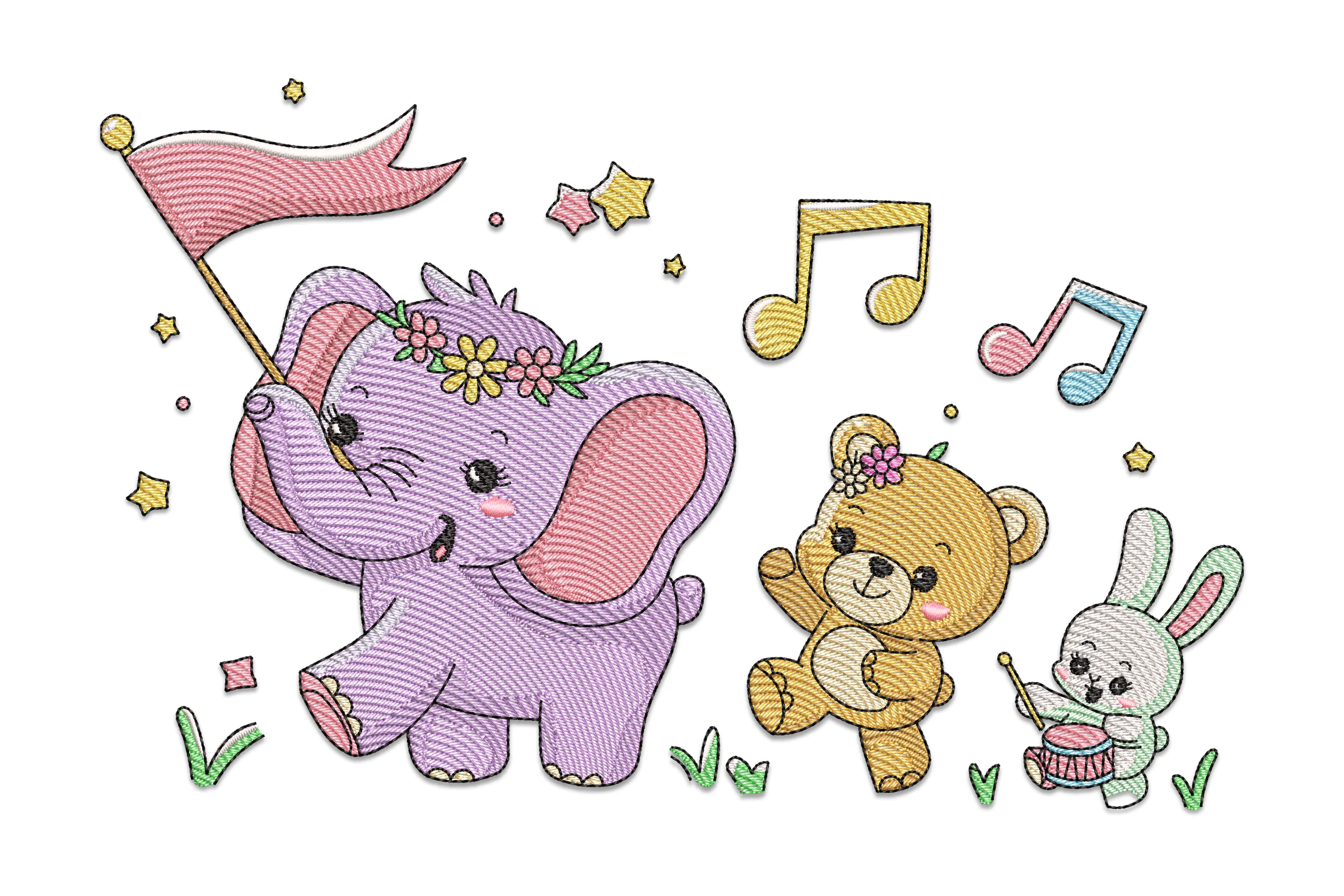 Animal Band Embroidery Design