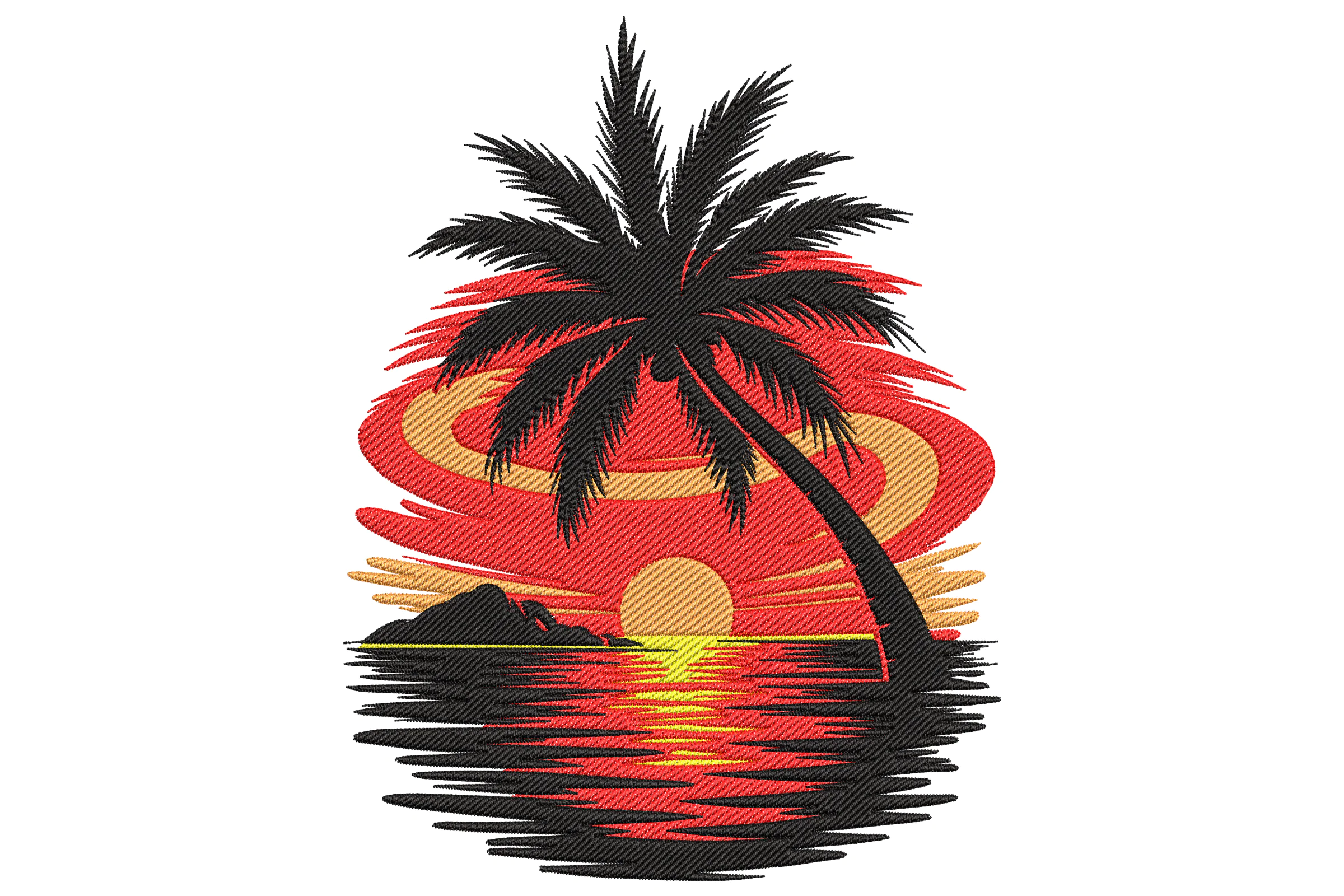 Tropical Sunset Machine Embroidery Design