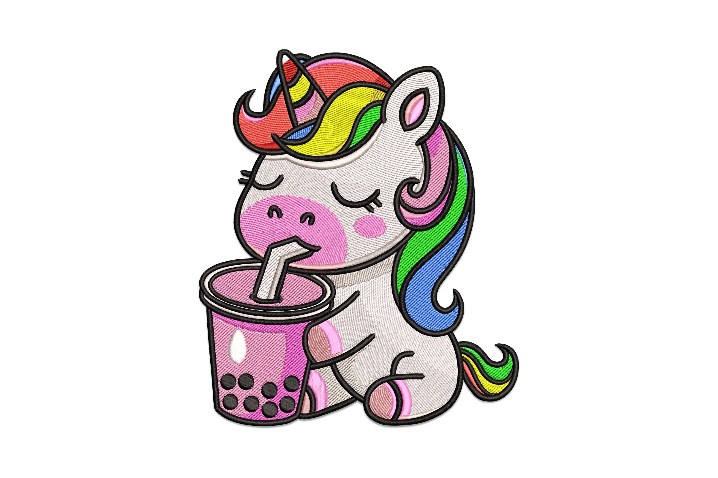 Cute Baby Unicorn Rainbow Embroidery Design
