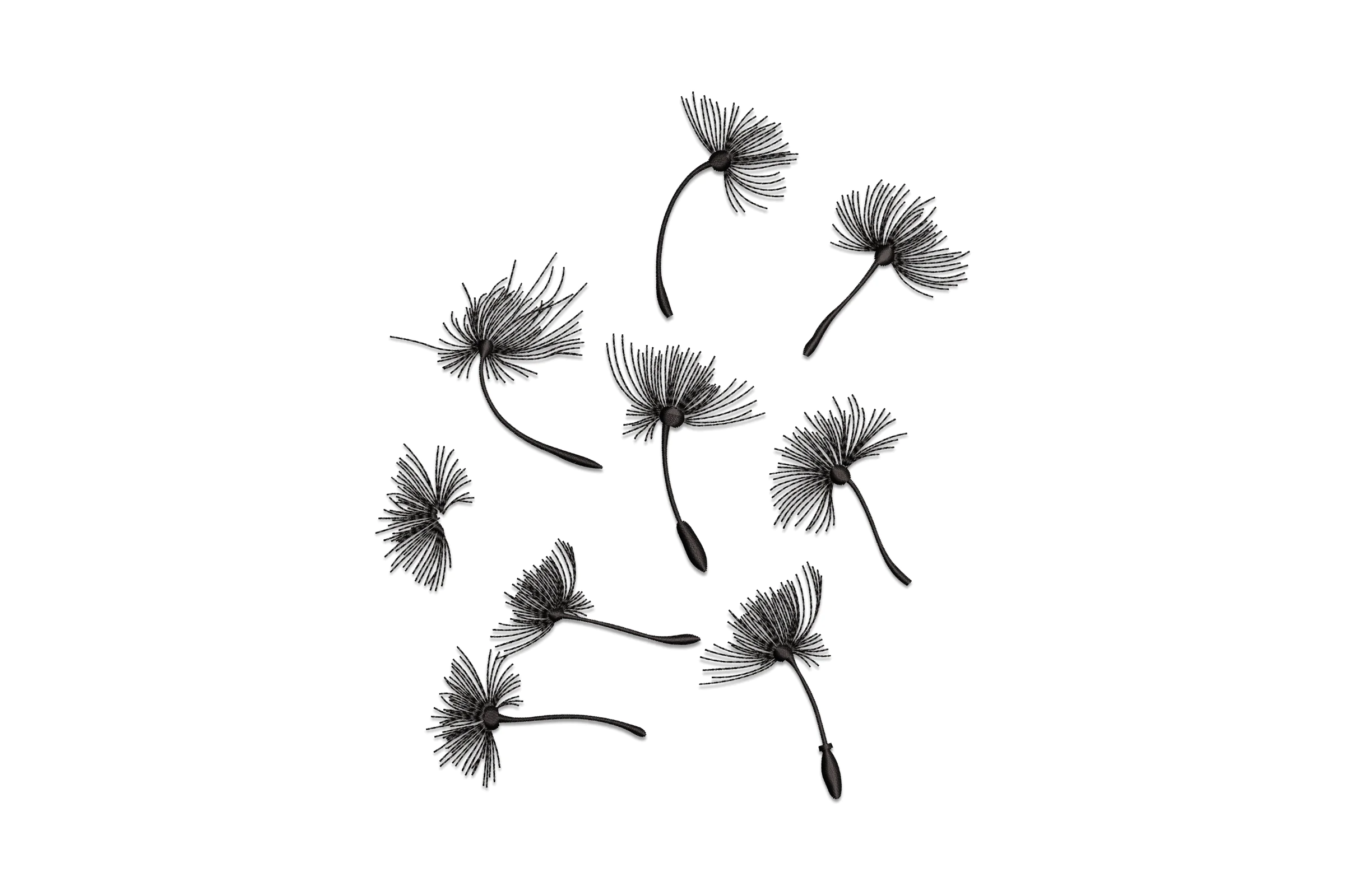 Delicate dandelion parachutes embroidery design