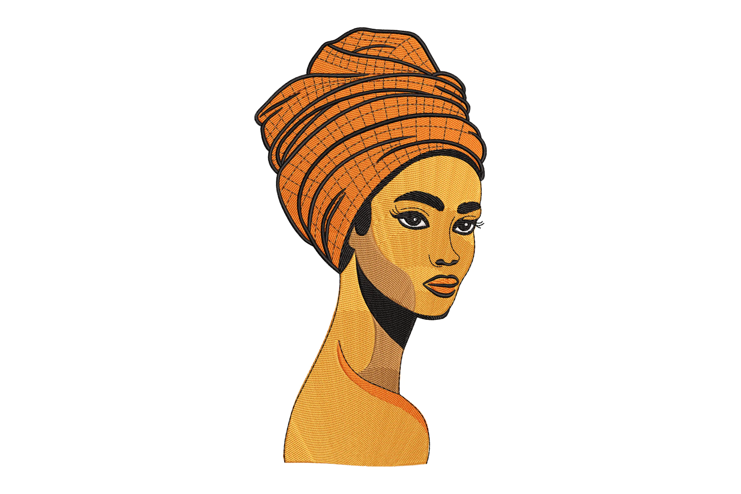 Woman with Headwrap Embroidery Design