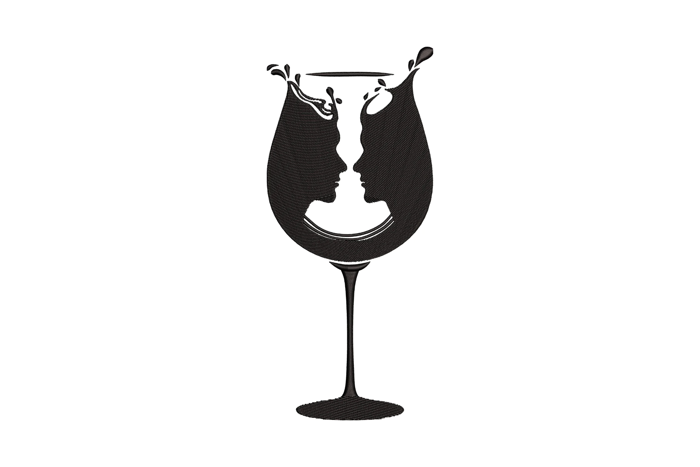 Wine Glass Embroidery Design