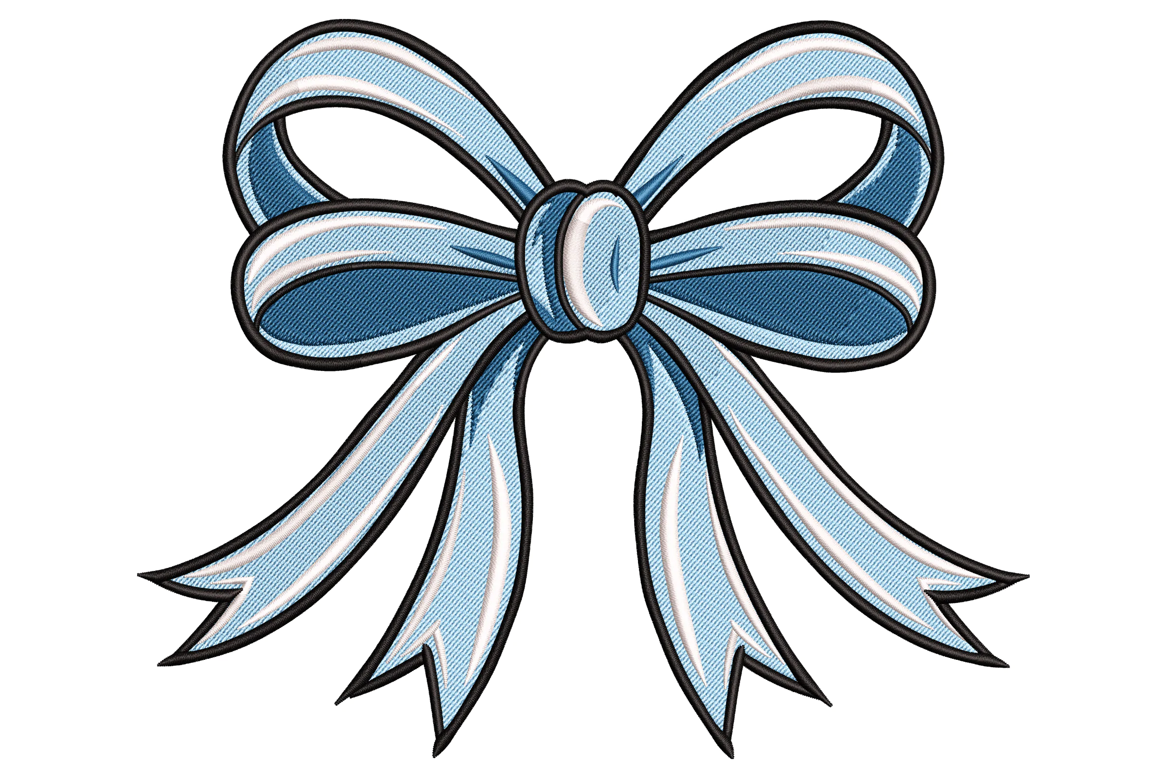 Blue Bow Embroidery Design