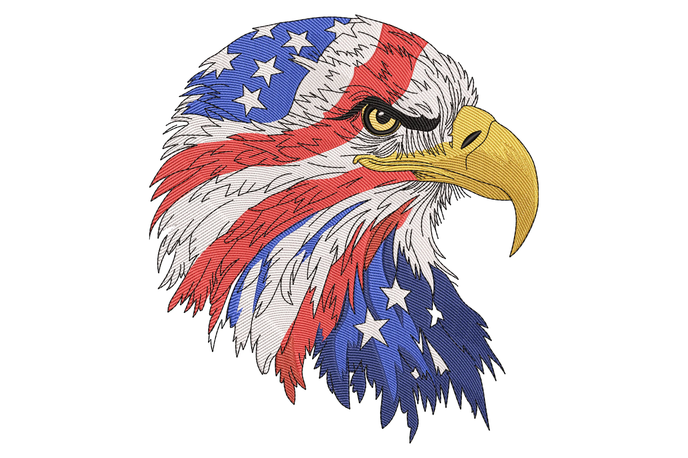 American Flag Eagle Head Embroidery Design
