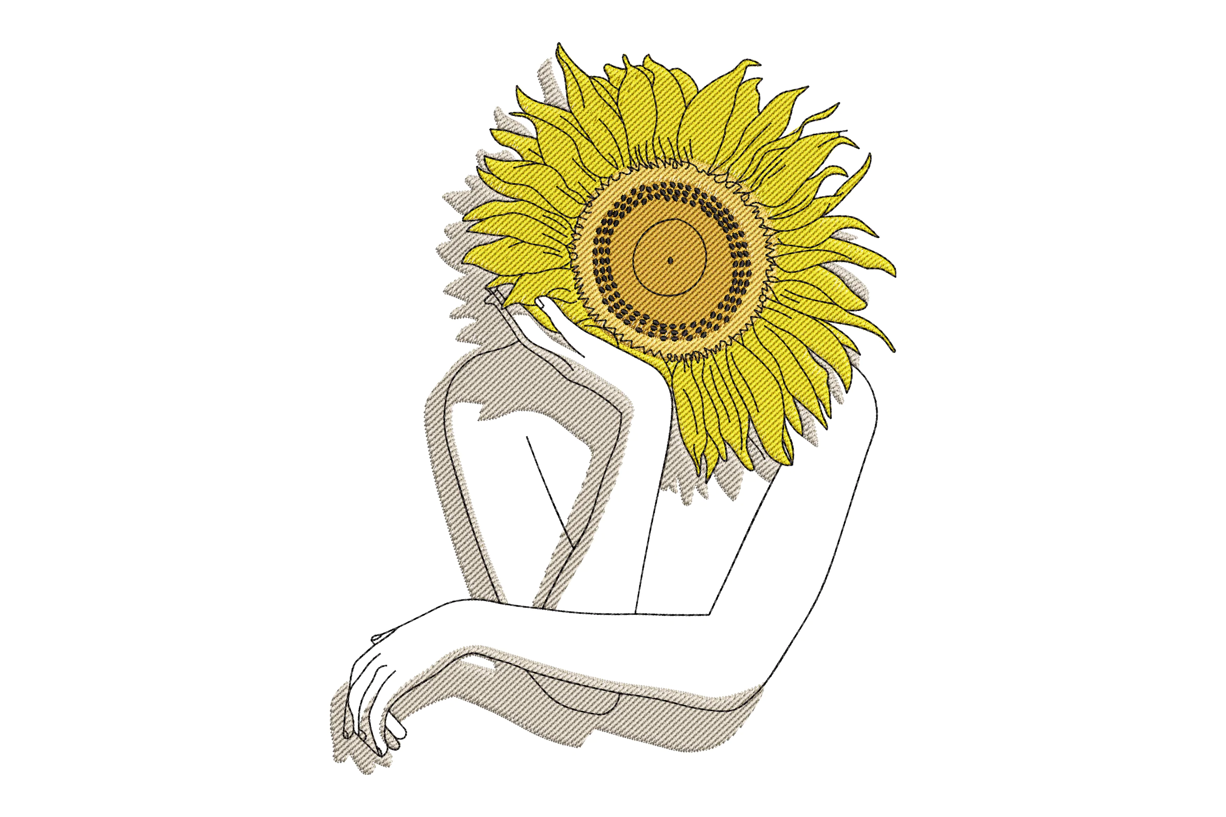 Sunflower Face Embroidery Design