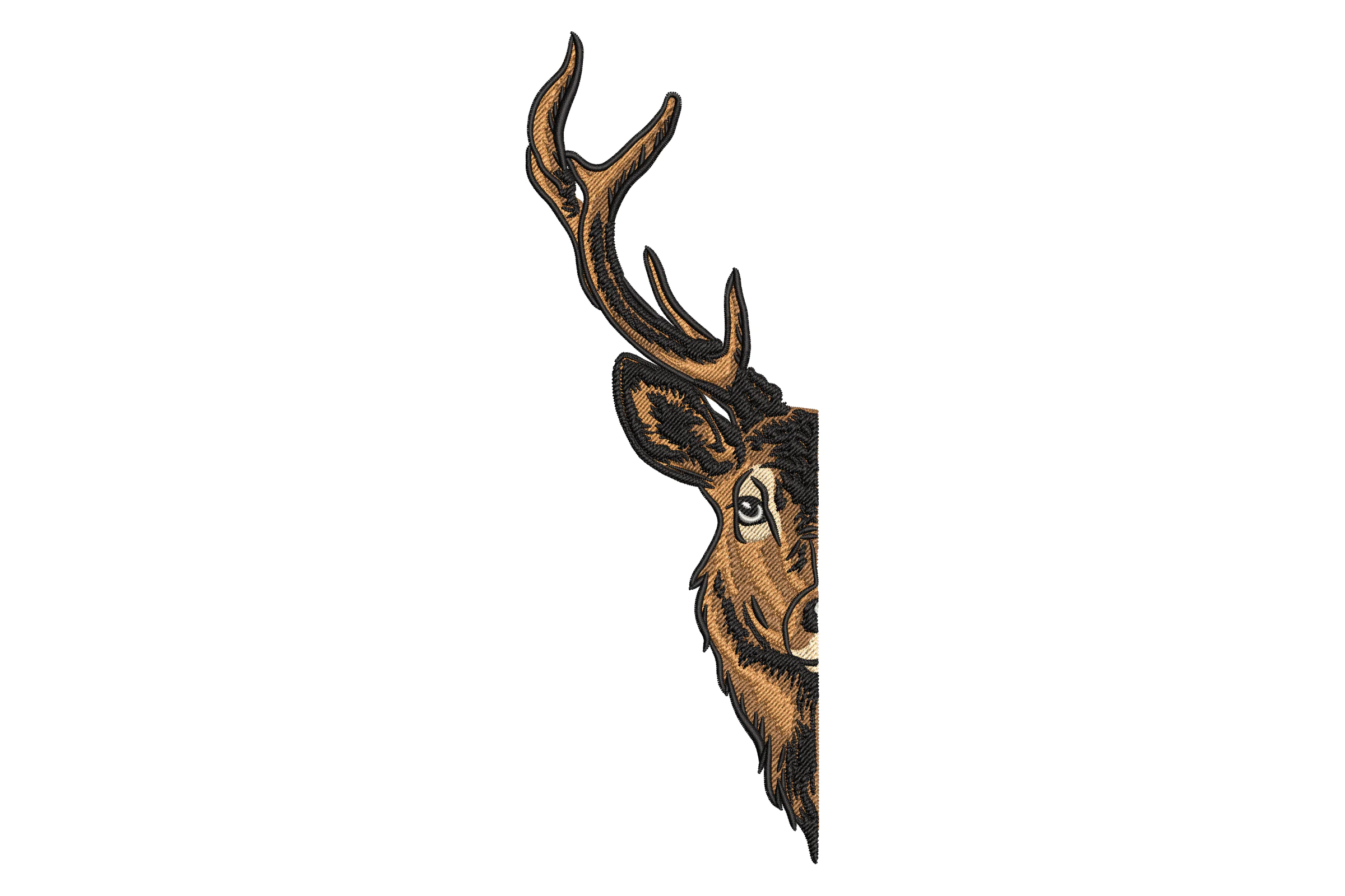 Peeking Deer Antler Embroidery Design