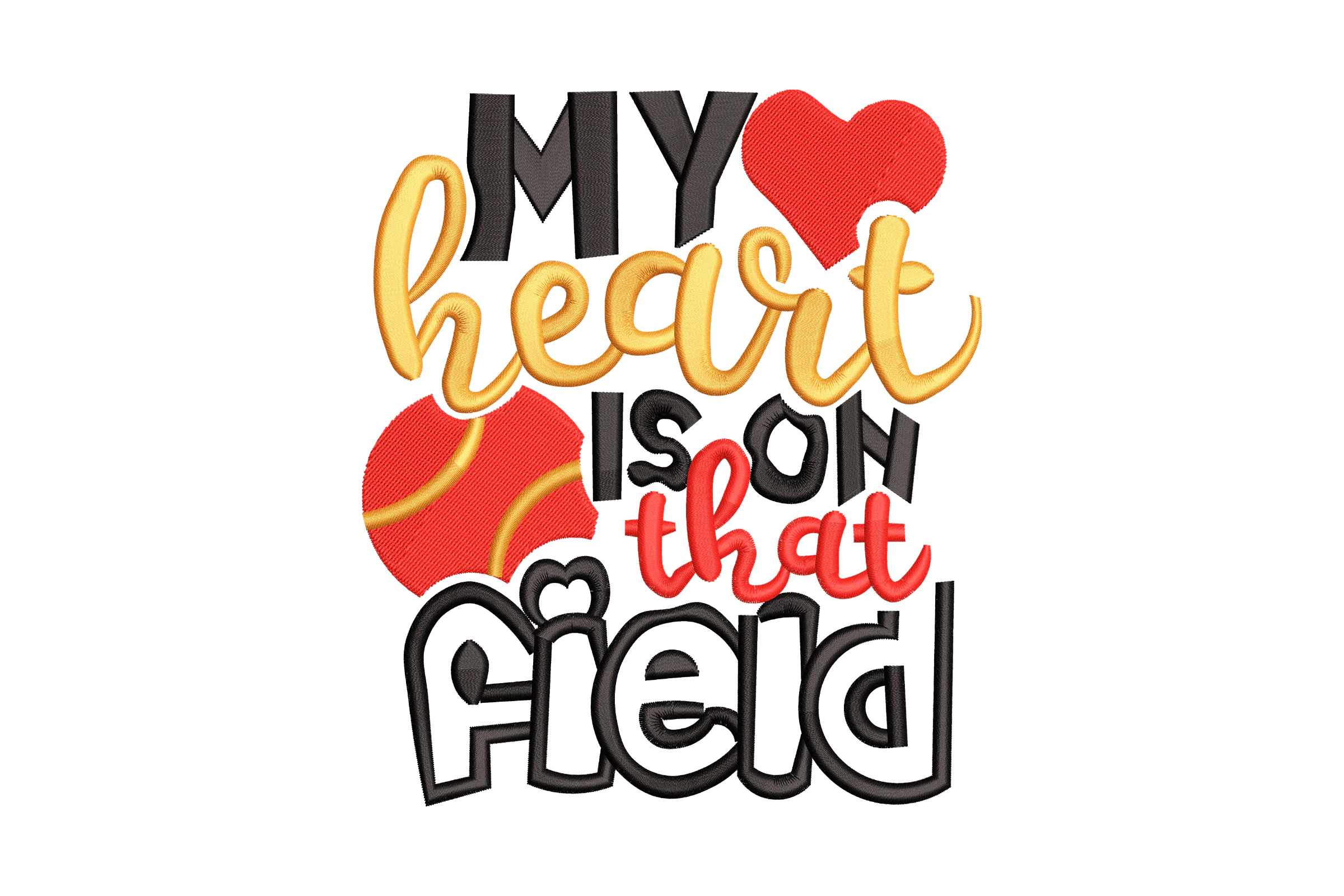 My Heart Is On That Field Baseball Embroidery Design